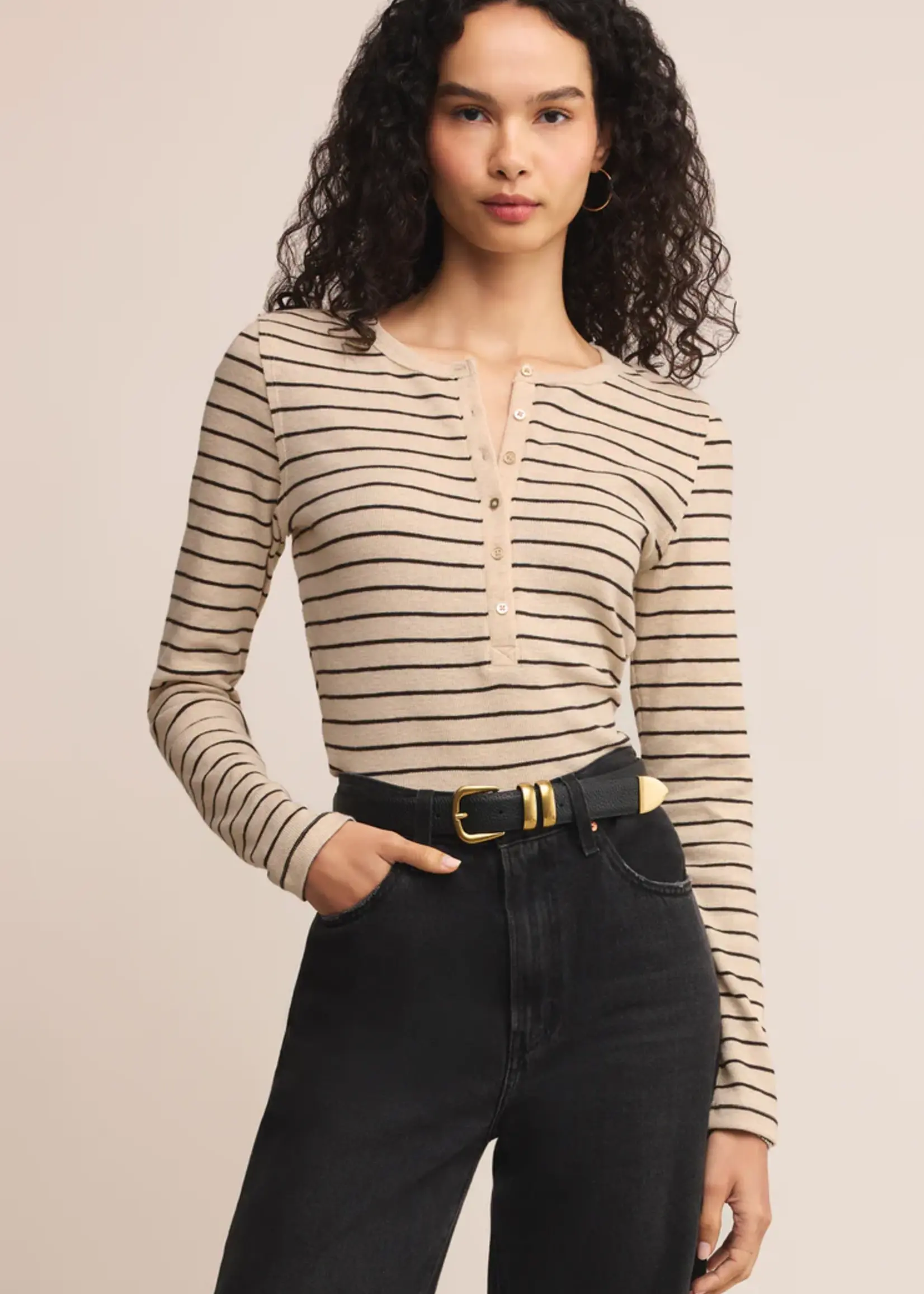Z Supply Eve Stripe Henley LS