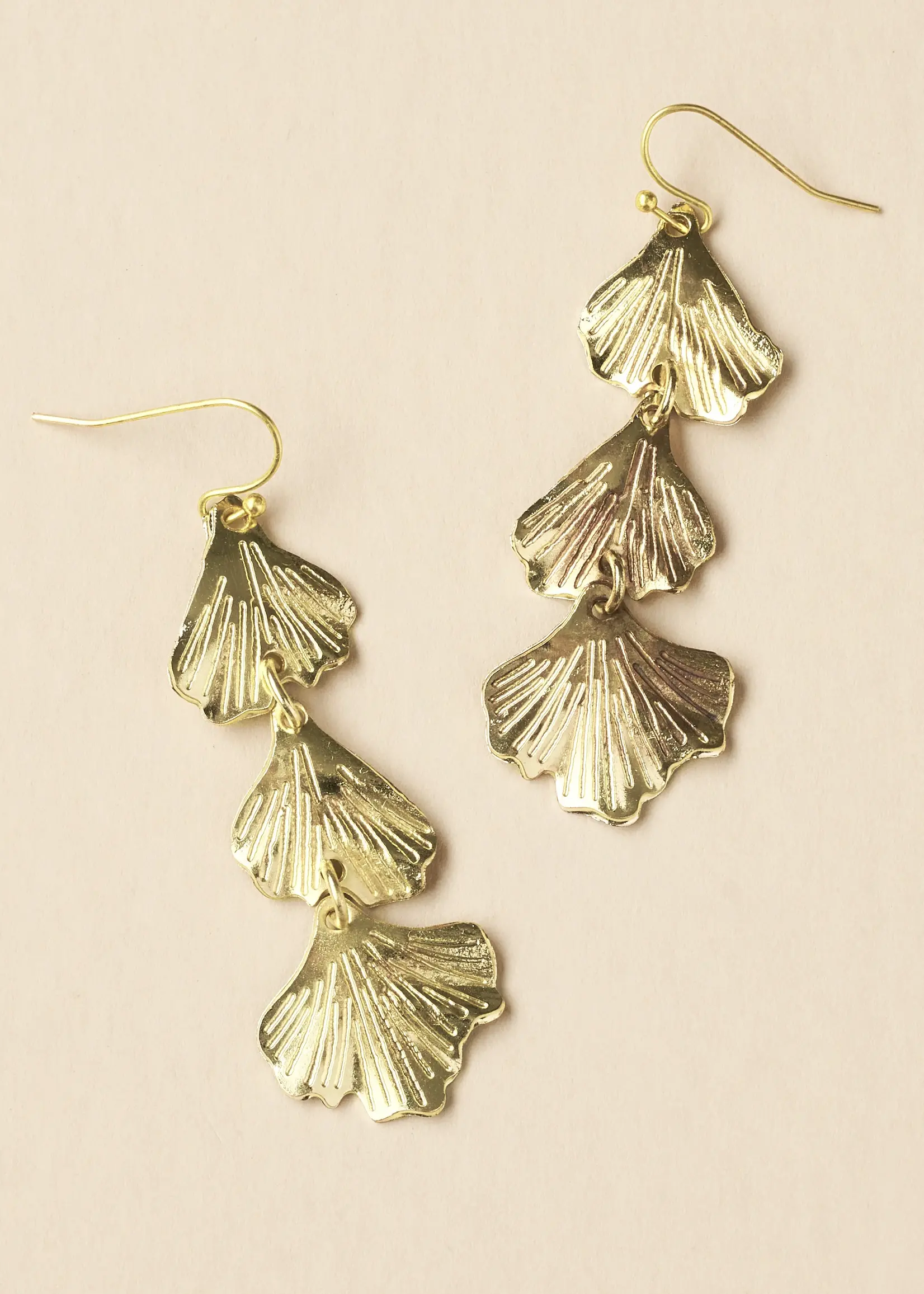 Sayuri Ginkgo Leaf Triple Drop Earring