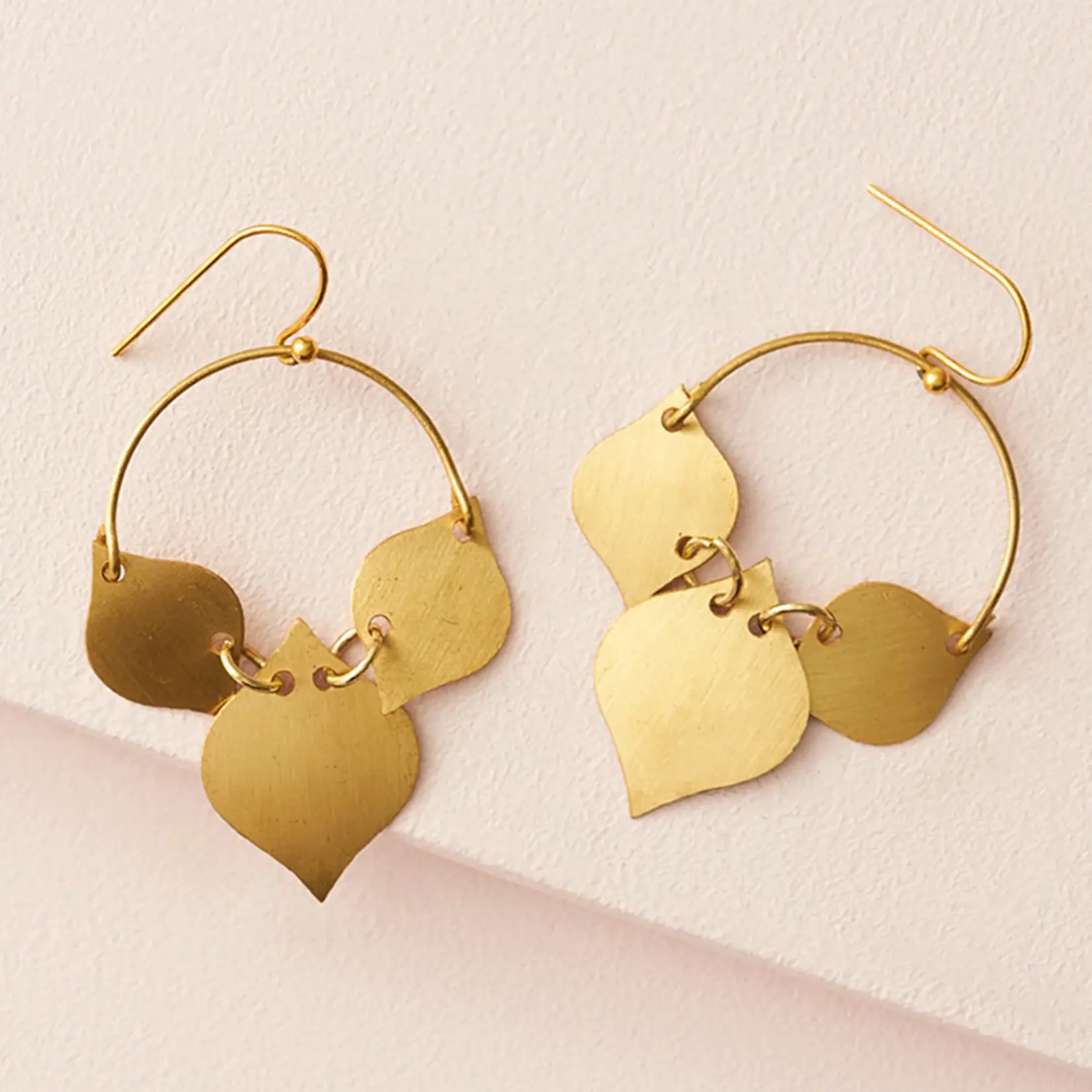 Chameli Leaf Gold Drop Earrings