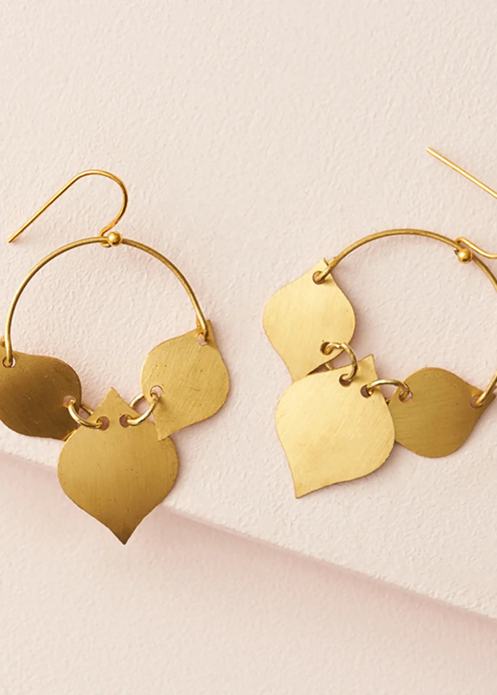 Chameli Leaf Gold Drop Earrings