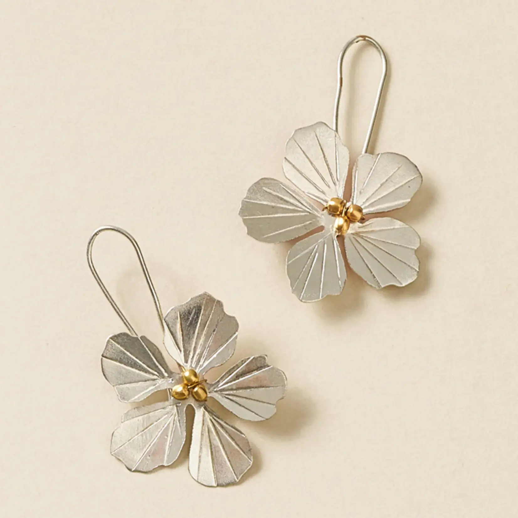 Sayuri Flower Silver Drop Earrings
