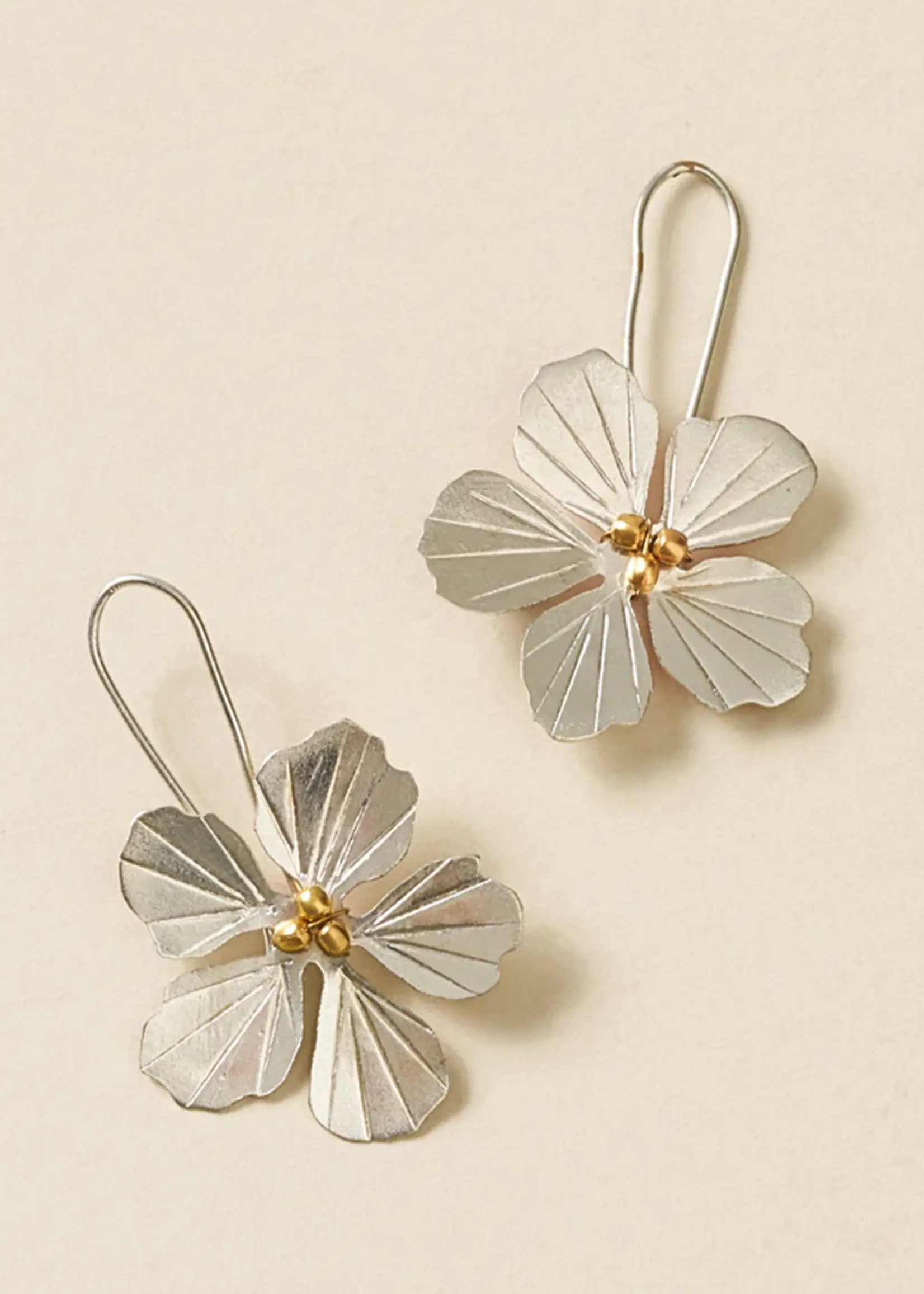 Sayuri Flower Silver Drop Earrings