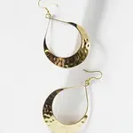 Lunar Crescent Hammered Shiny Gold Earrings