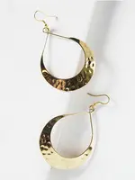 Lunar Crescent Hammered Shiny Gold Earrings