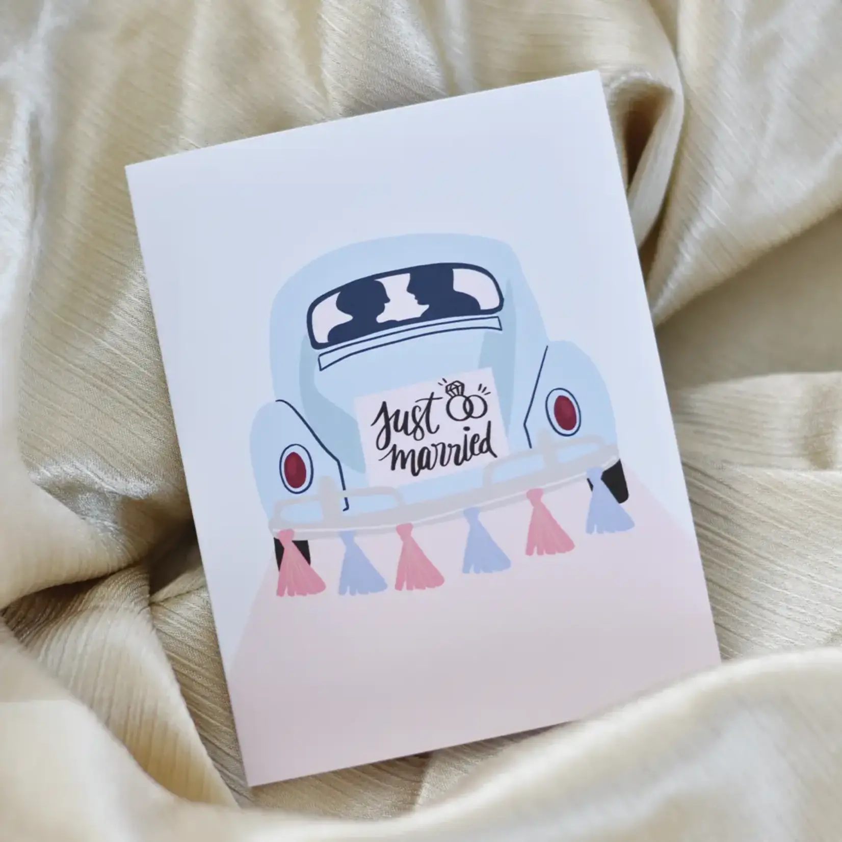 Newlywed Wedding Beetle, Car Congratulations Greeting Card