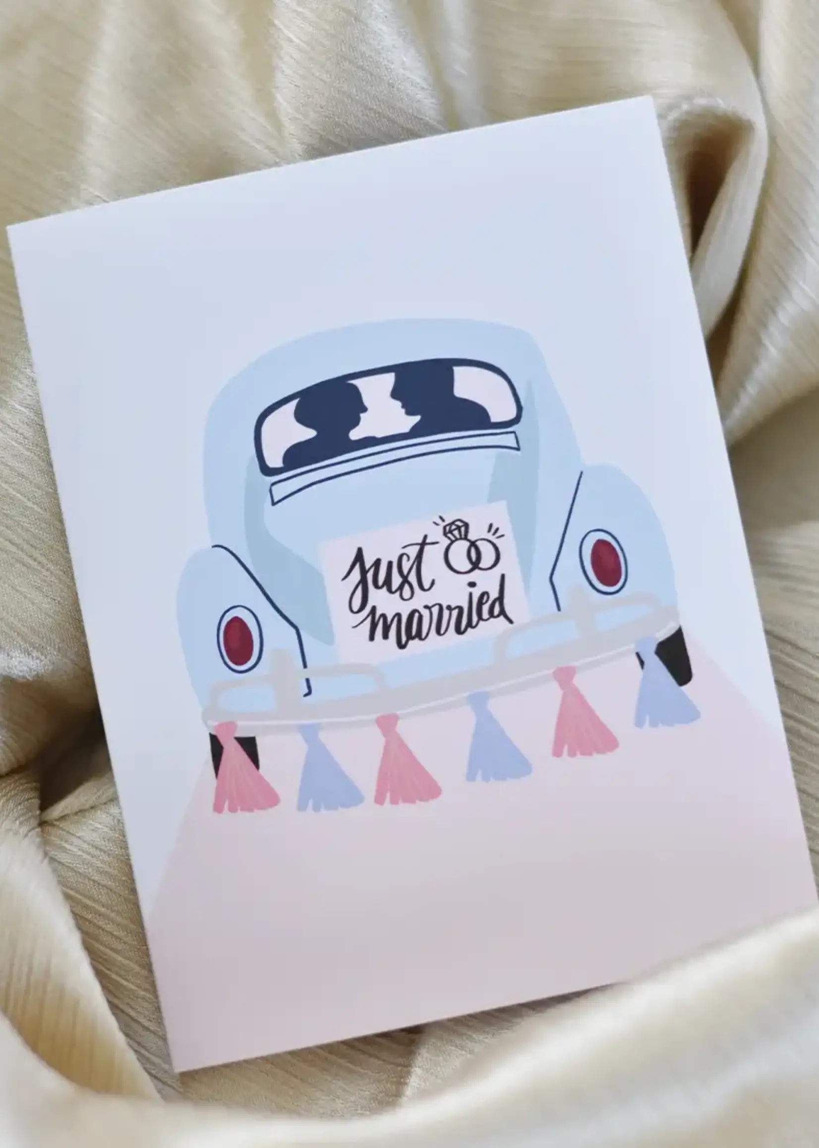 Newlywed Wedding Beetle, Car Congratulations Greeting Card