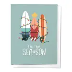 Tis the Sea-Son, Surfboard Holiday Christmas Greeting Card