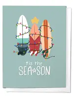 Tis the Sea-Son, Surfboard Holiday Christmas Greeting Card