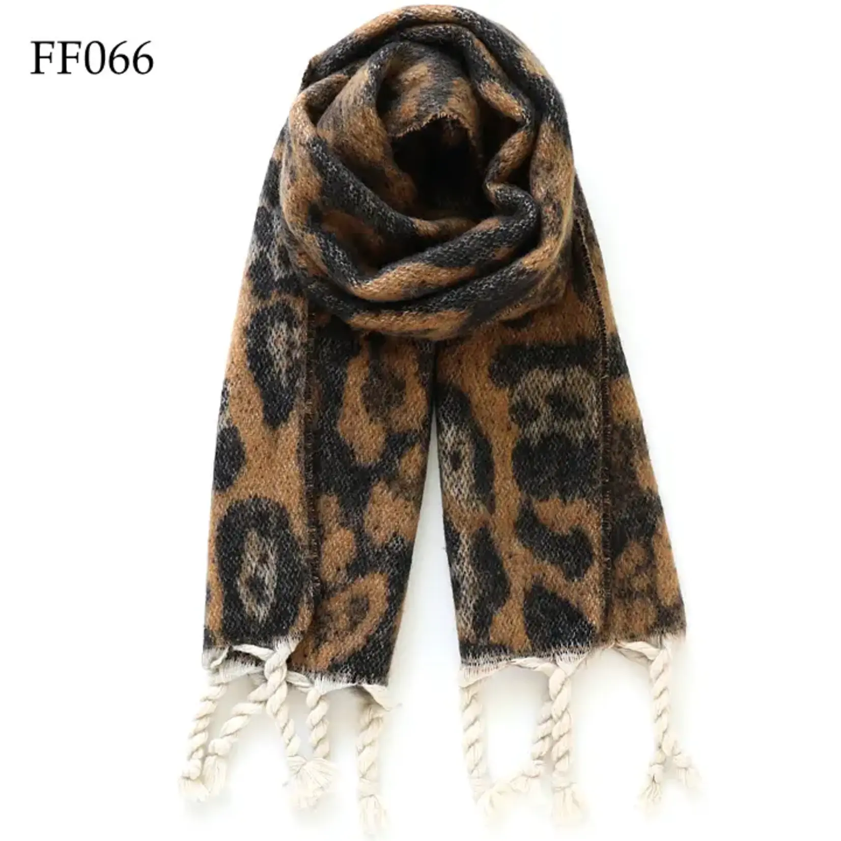 Adorro Soft Oblong Multi Color Leopard Brushed Scarf