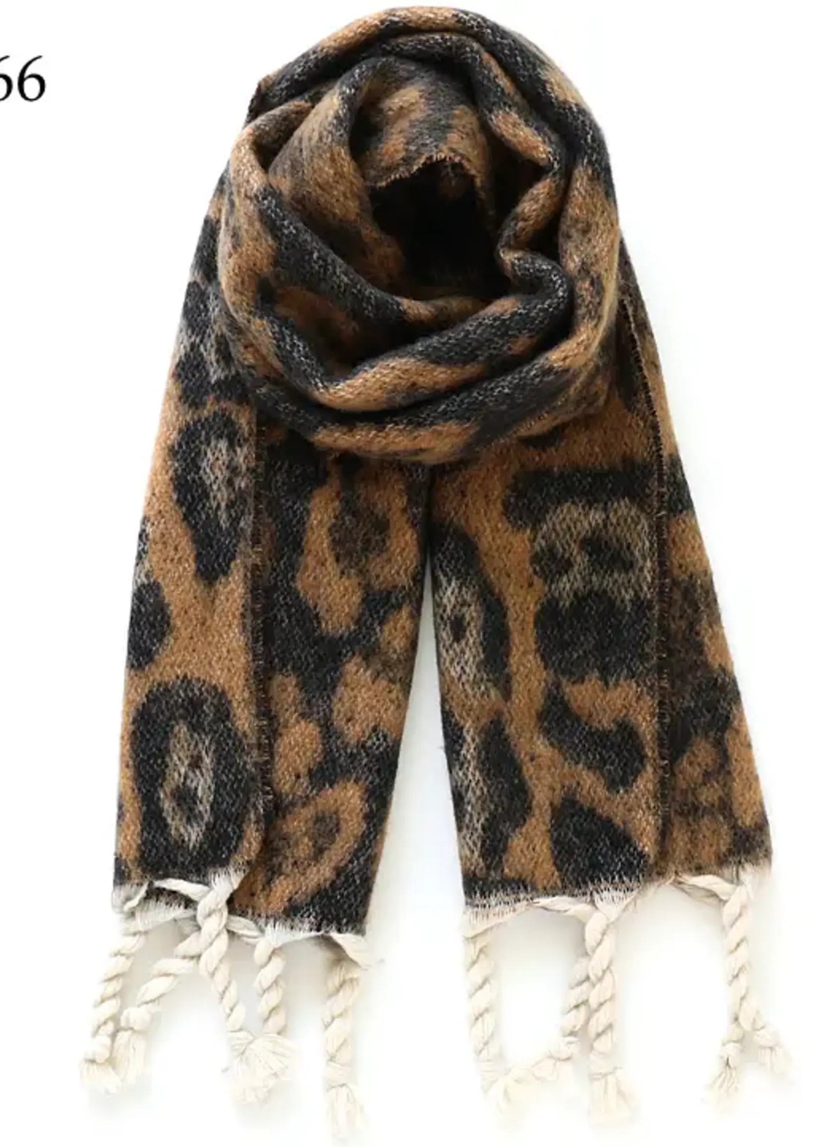 Adorro Soft Oblong Multi Color Leopard Brushed Scarf