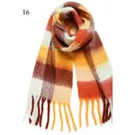 Adorro Chunky Oblong Plaid Multi Color Brushed Scarf