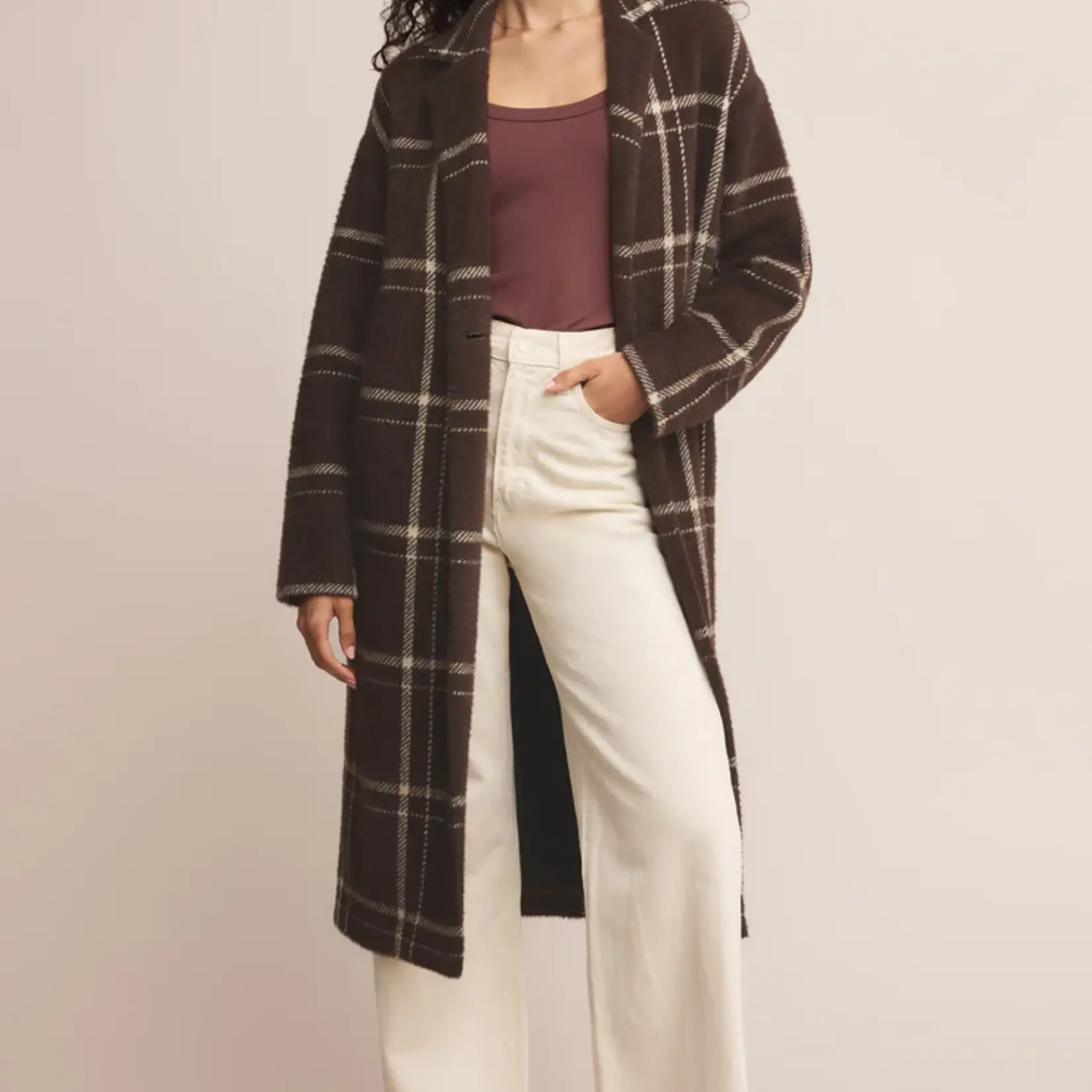Z Supply Mason Sweater Plaid Coat