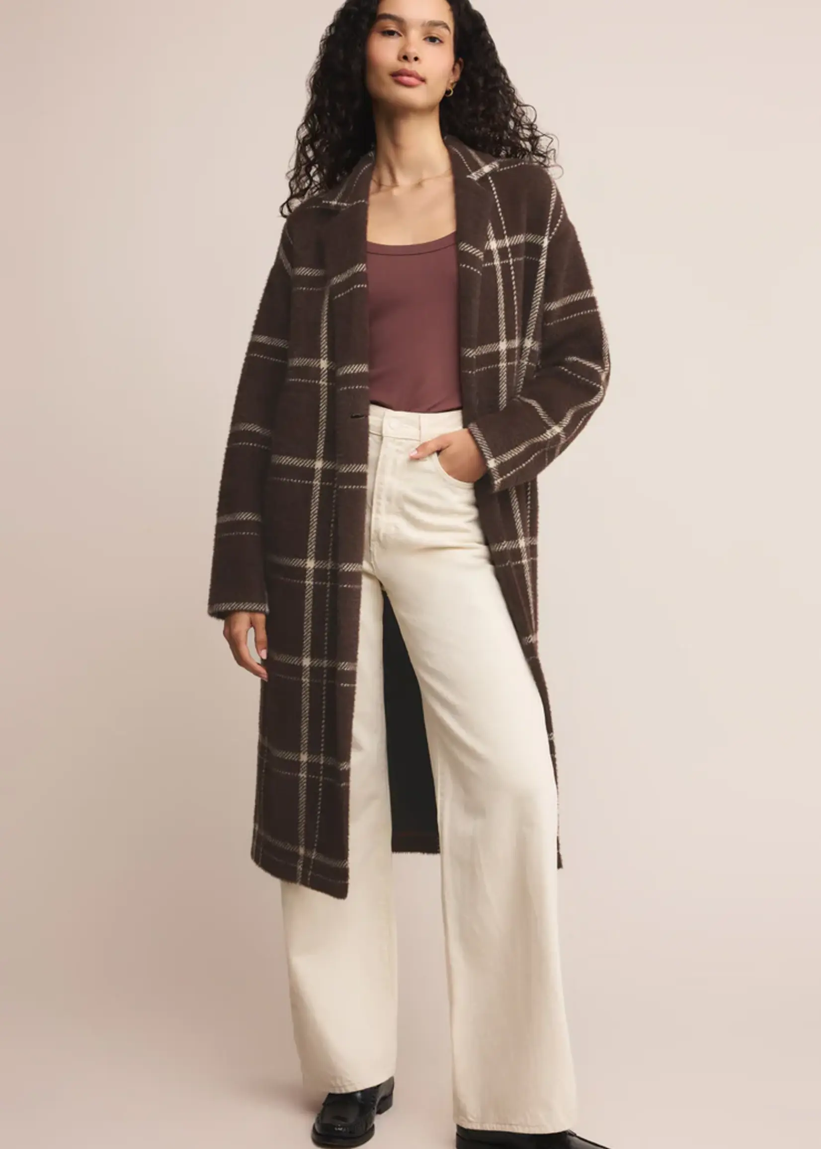 Z Supply Mason Sweater Plaid Coat