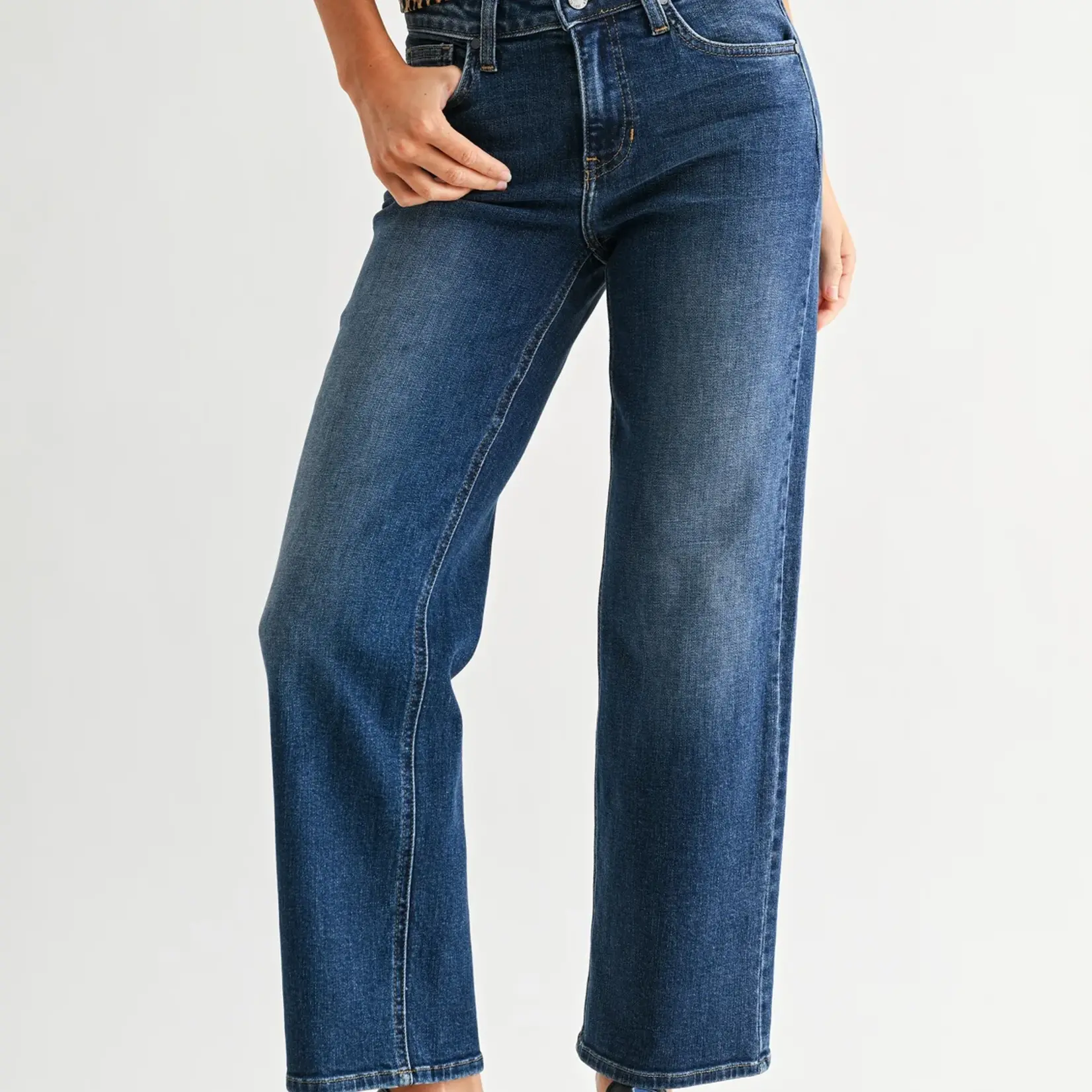 Mid Rise Slim Wide Leg