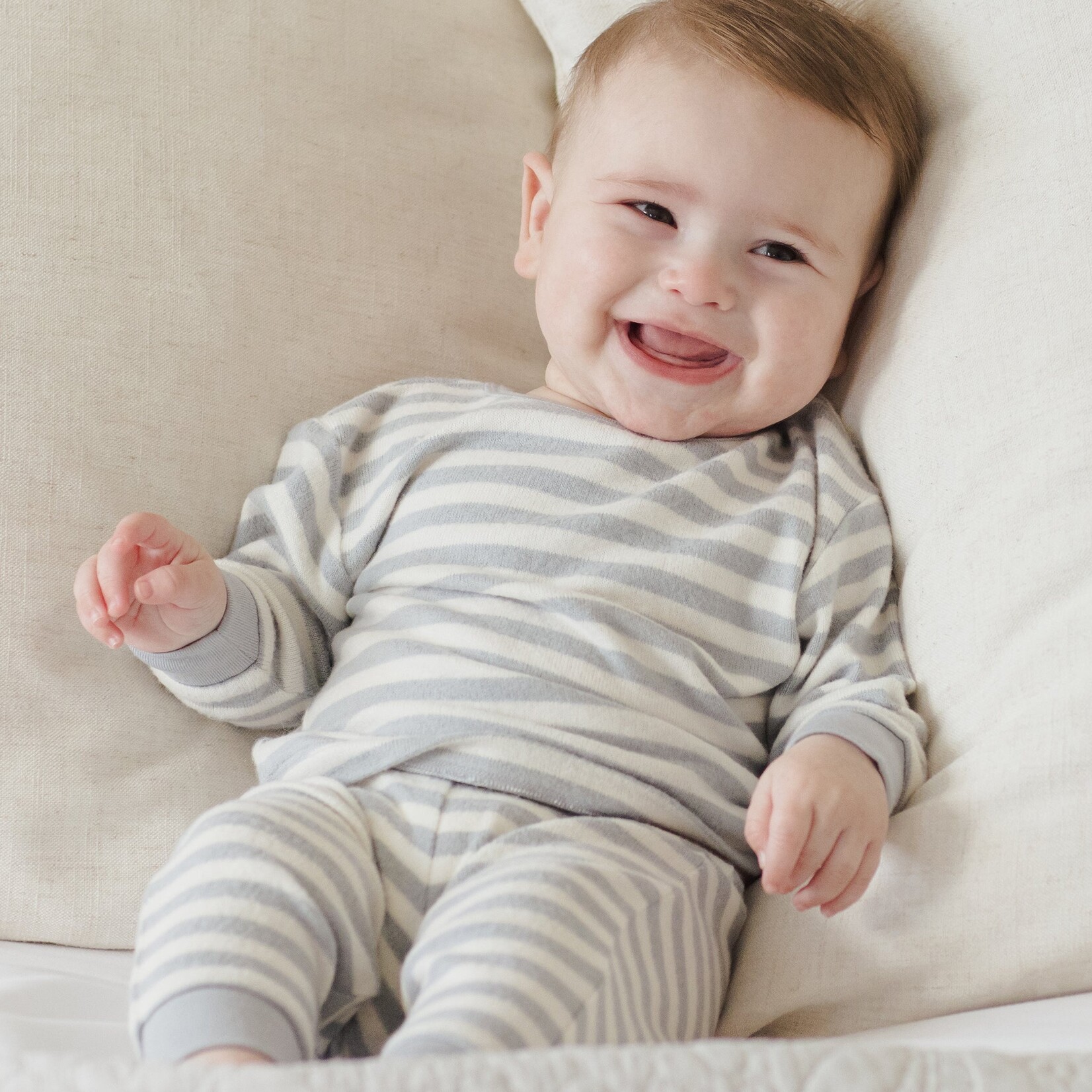 Rylee + Cru LLC Blue Stripe Cozy Set