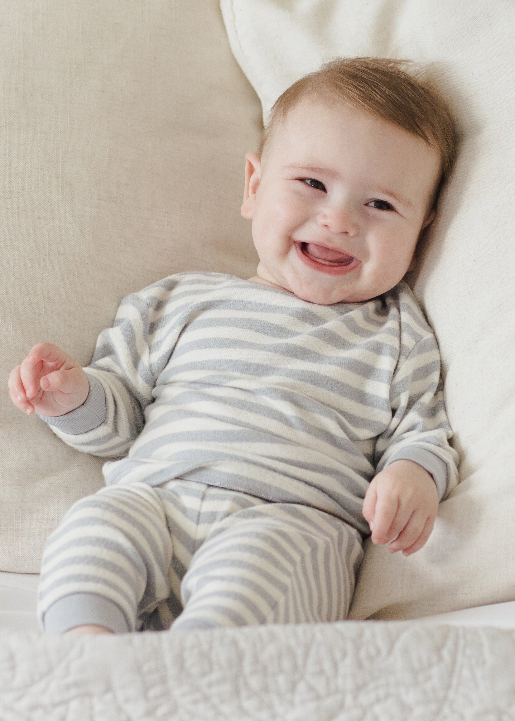 Rylee + Cru LLC Blue Stripe Cozy Set