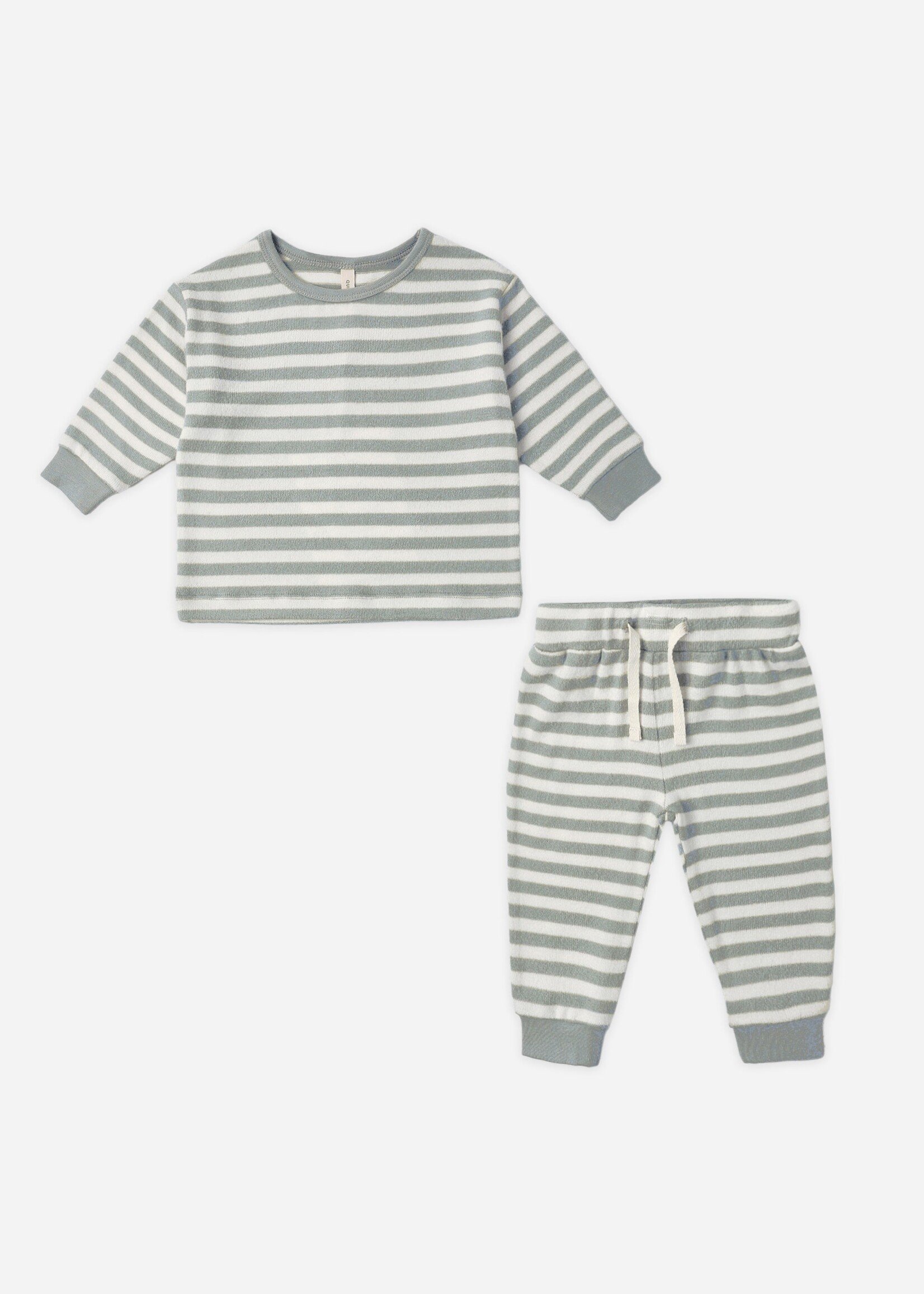 Rylee + Cru LLC Blue Stripe Cozy Set