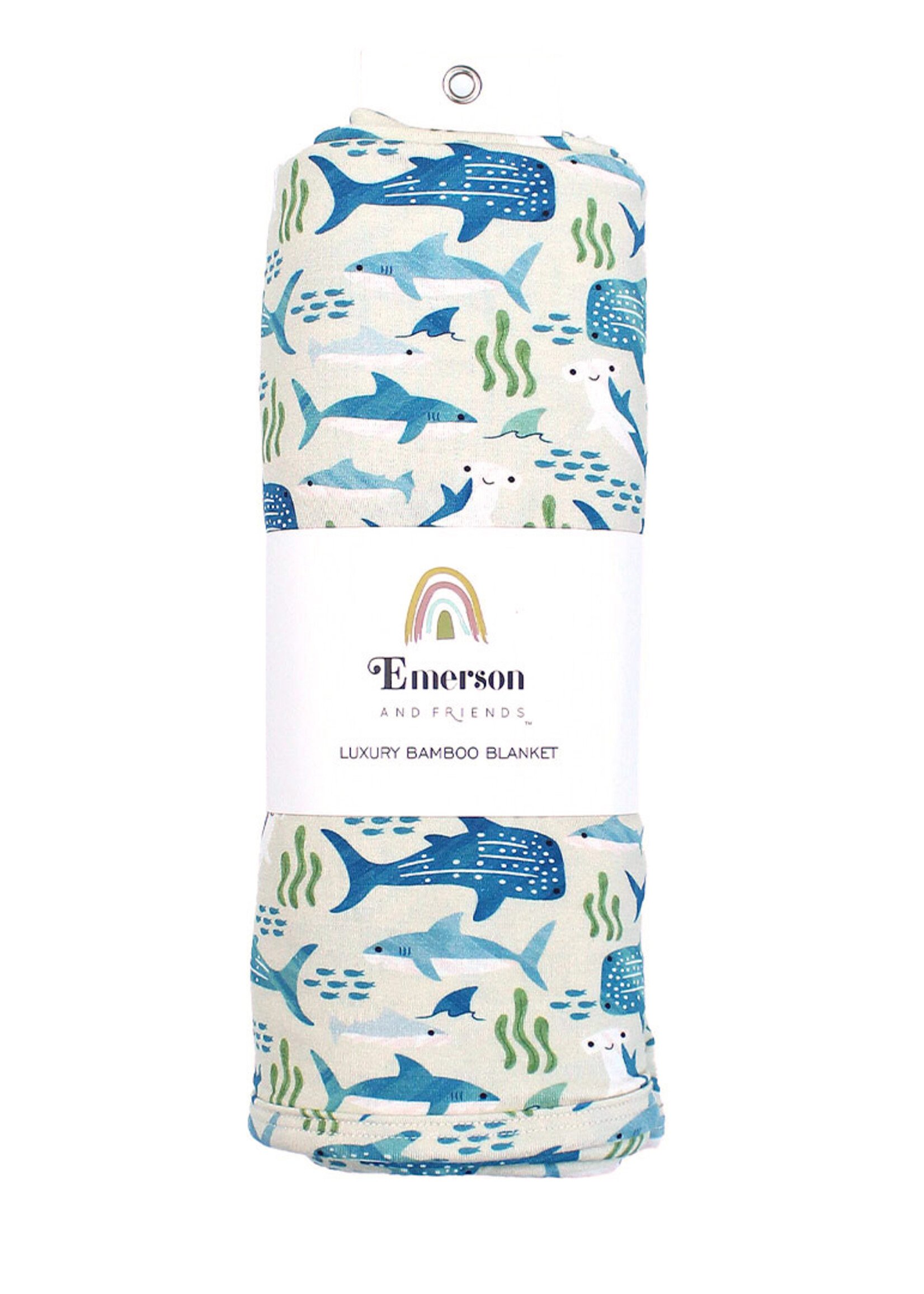 Emerson and Friends Shark Friends Ocean Animals Bamboo Baby Swaddle Blanket
