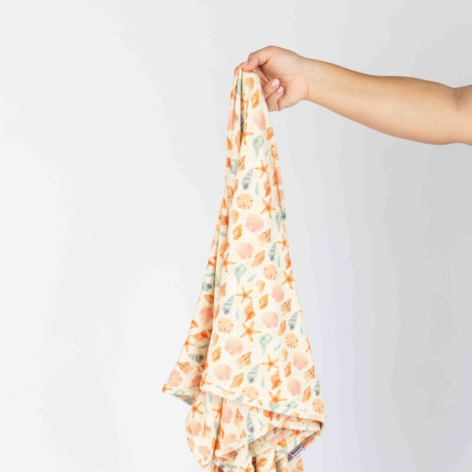 Emerson and Friends Sandy Seashells Luxury Bamboo Baby Swaddling Blanket