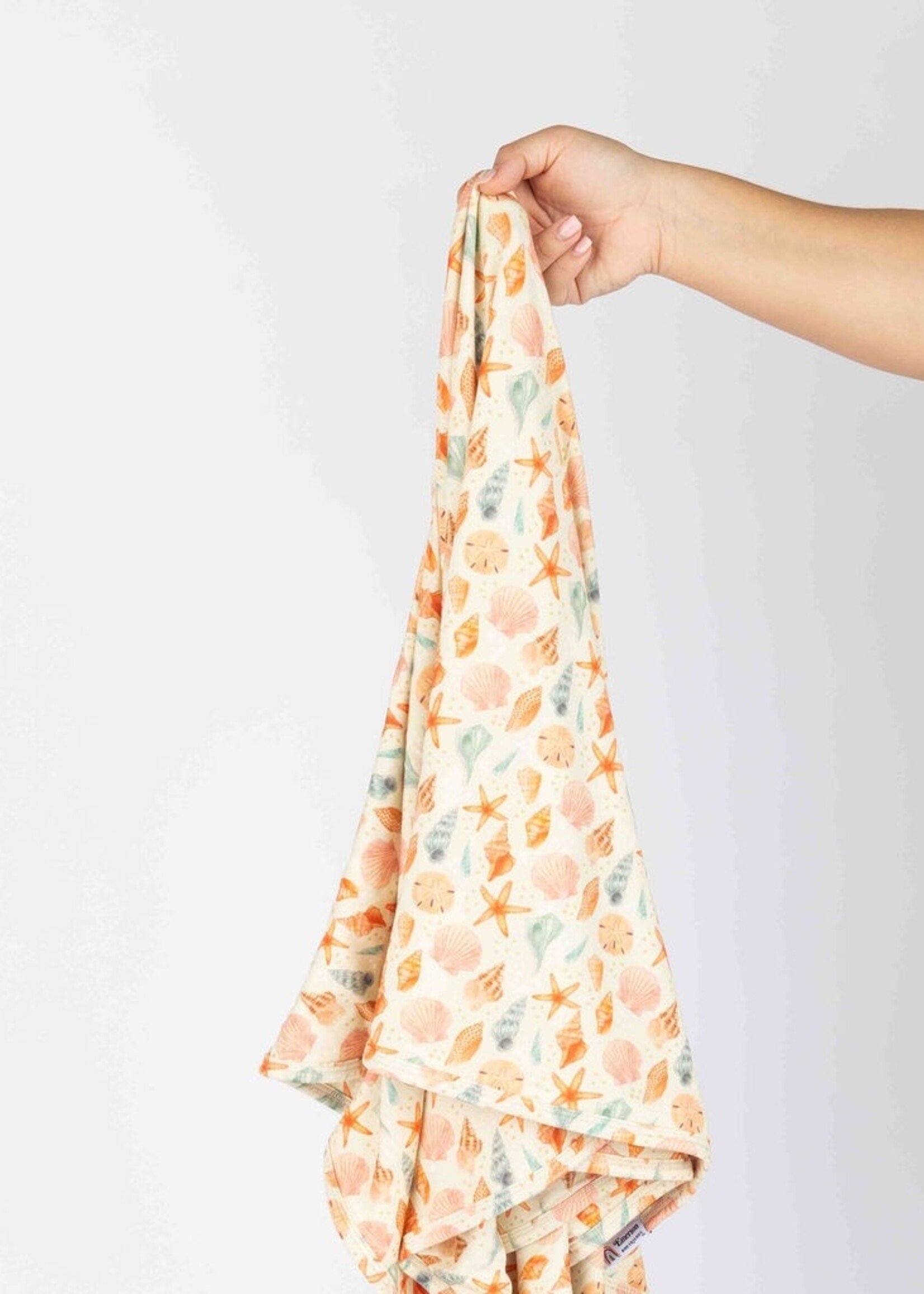 Emerson and Friends Sandy Seashells Luxury Bamboo Baby Swaddling Blanket