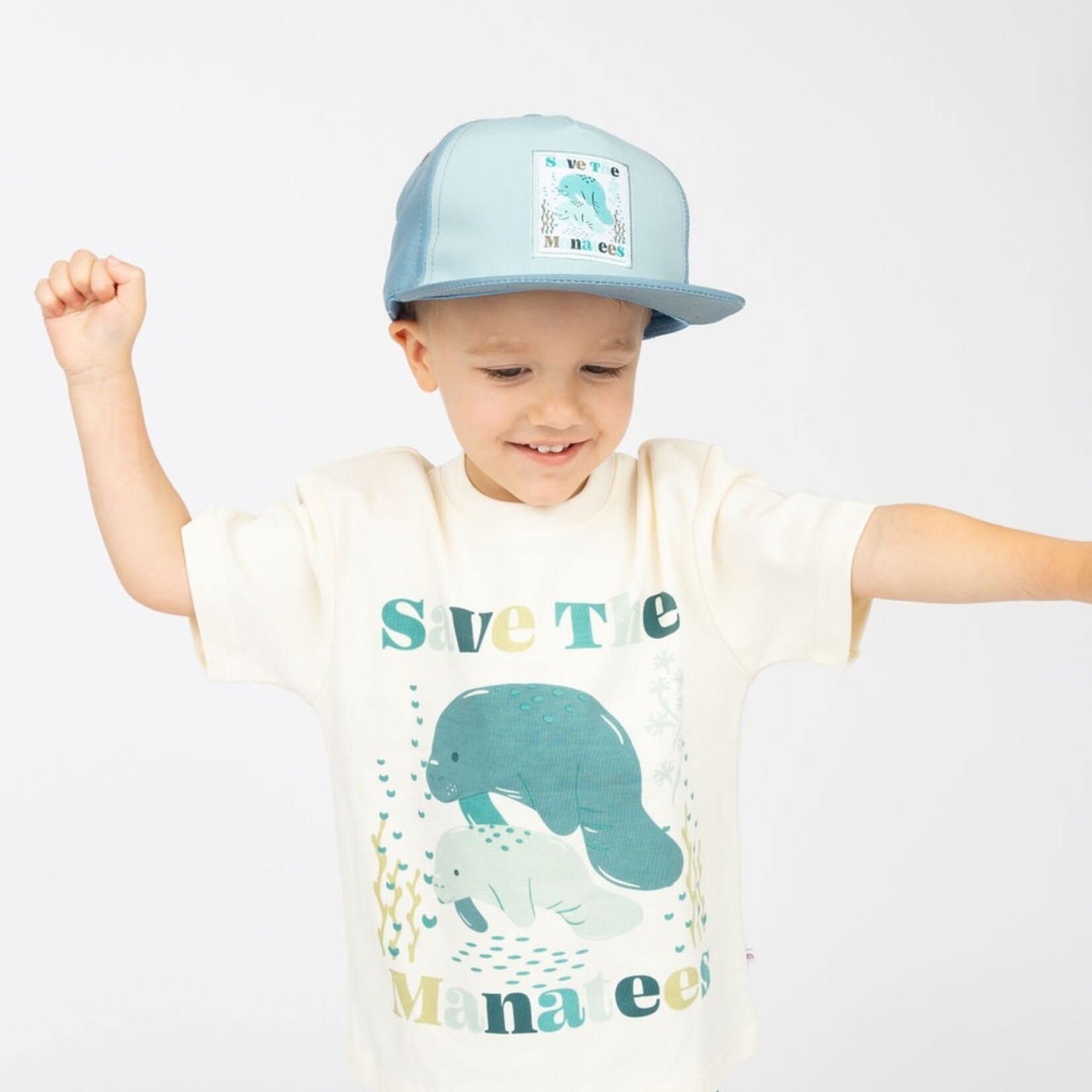 Emerson and Friends Save the Manatees Ocean Conservation Kids Snapback Hat