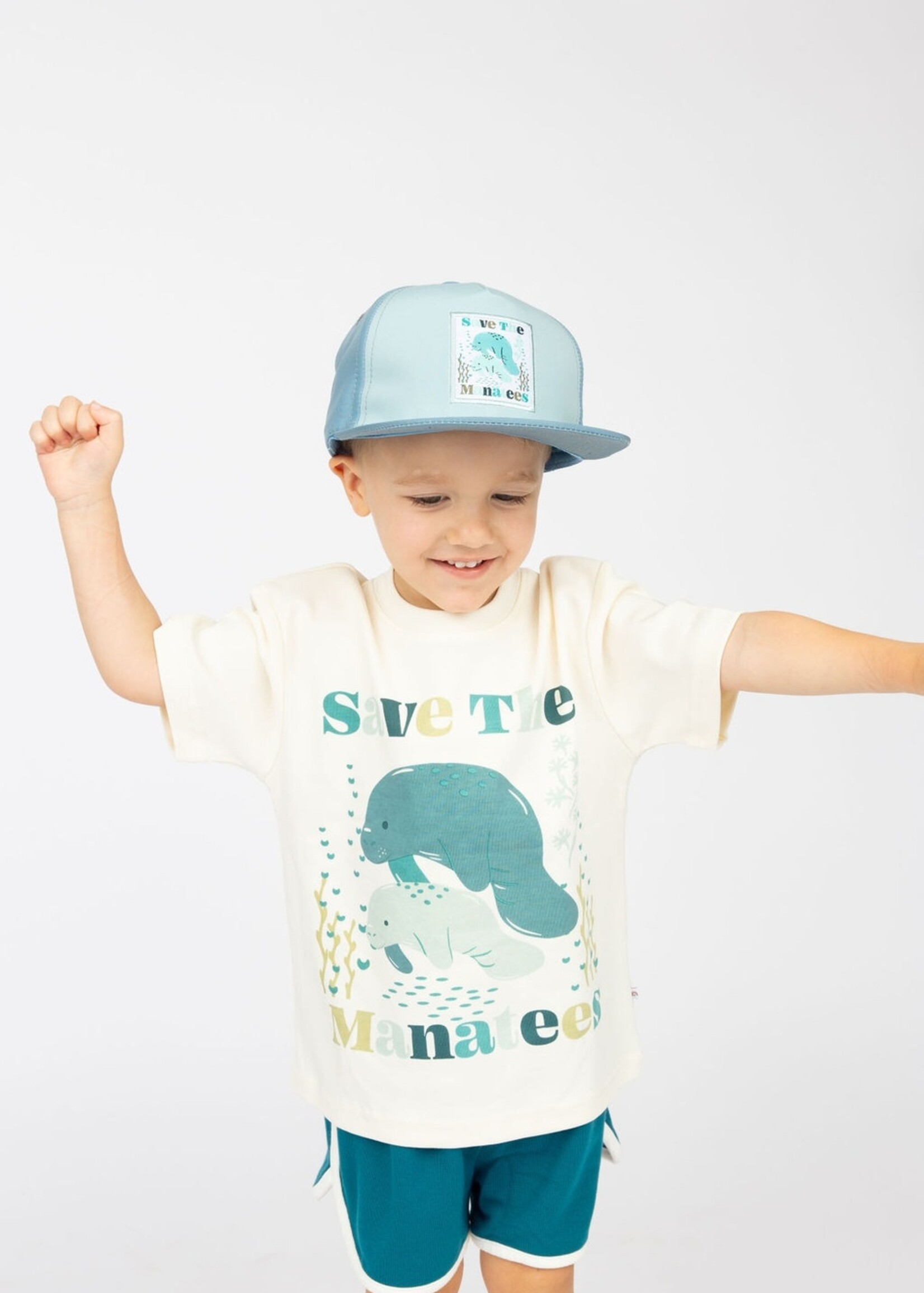 Emerson and Friends Save the Manatees Ocean Conservation Kids Snapback Hat