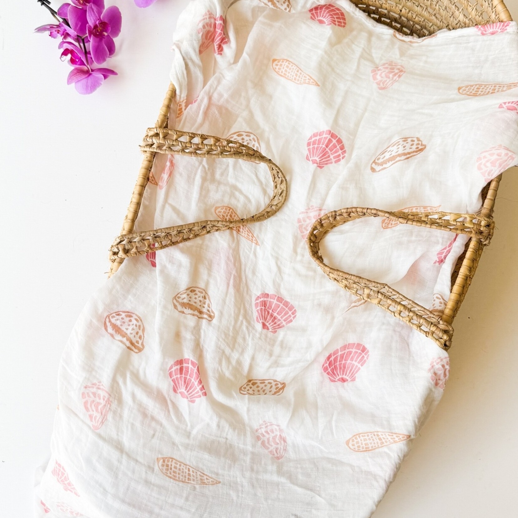 Seashell Print Organic Bamboo Swaddle