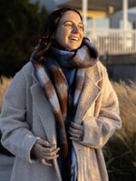 Adorro Soft Chunky Gingham Fleece Scarf with Tassel