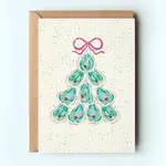 Colorful Oyster Tree Beach Coastal Holiday Greeting Card