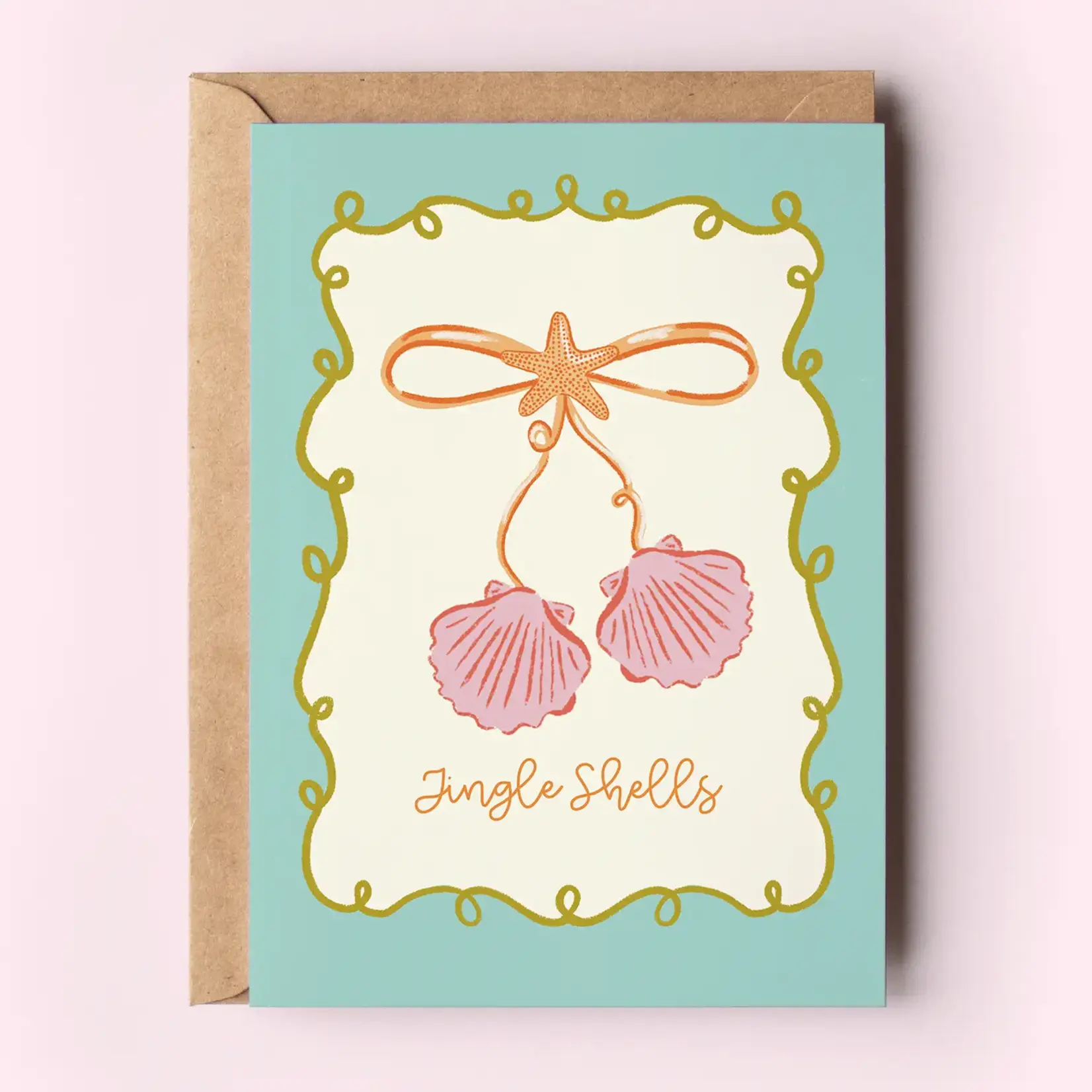 Jingle Shells Beach Coastal Seashell Holiday Greeting Card