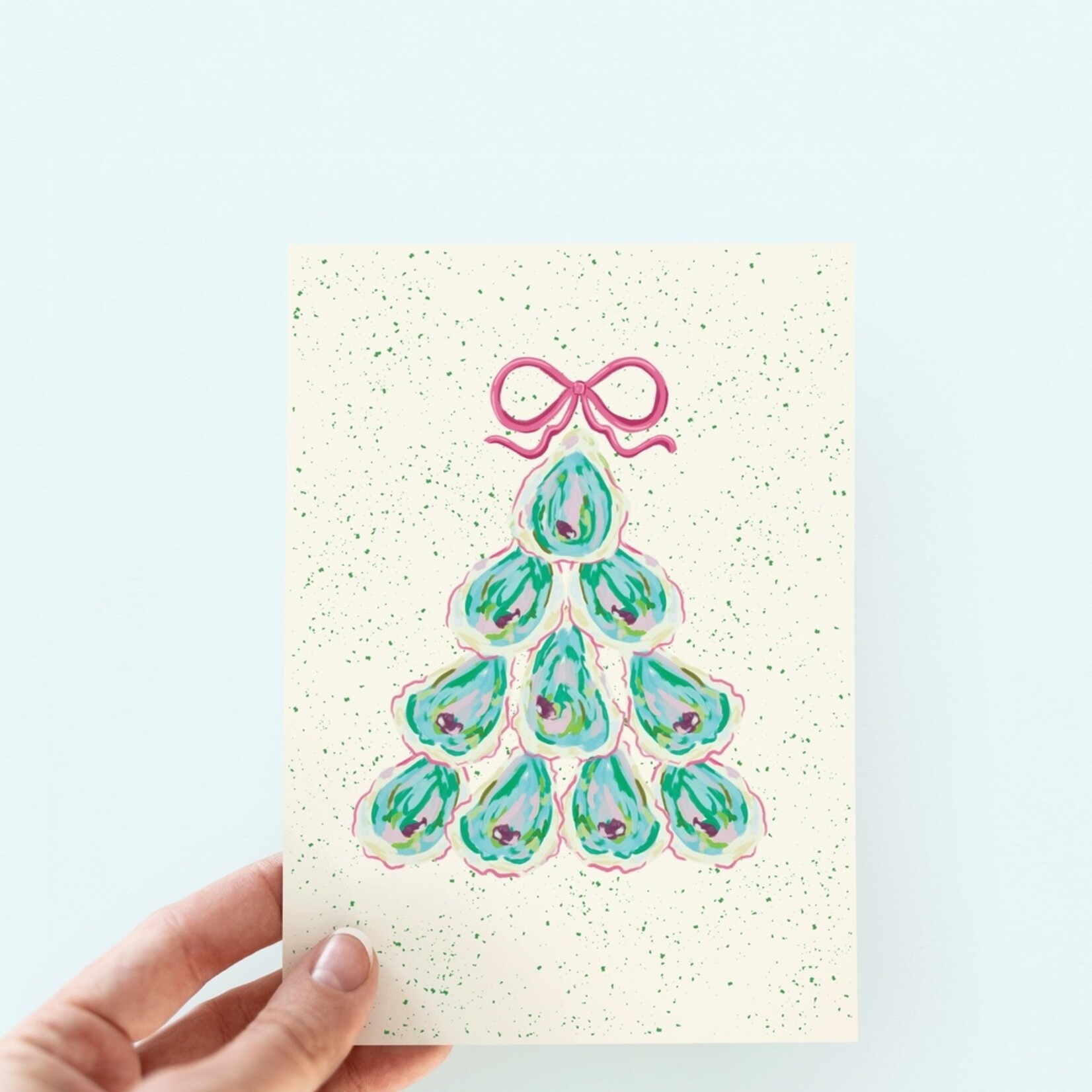 Colorful Oyster Tree Beach Coastal Holiday Greeting Card
