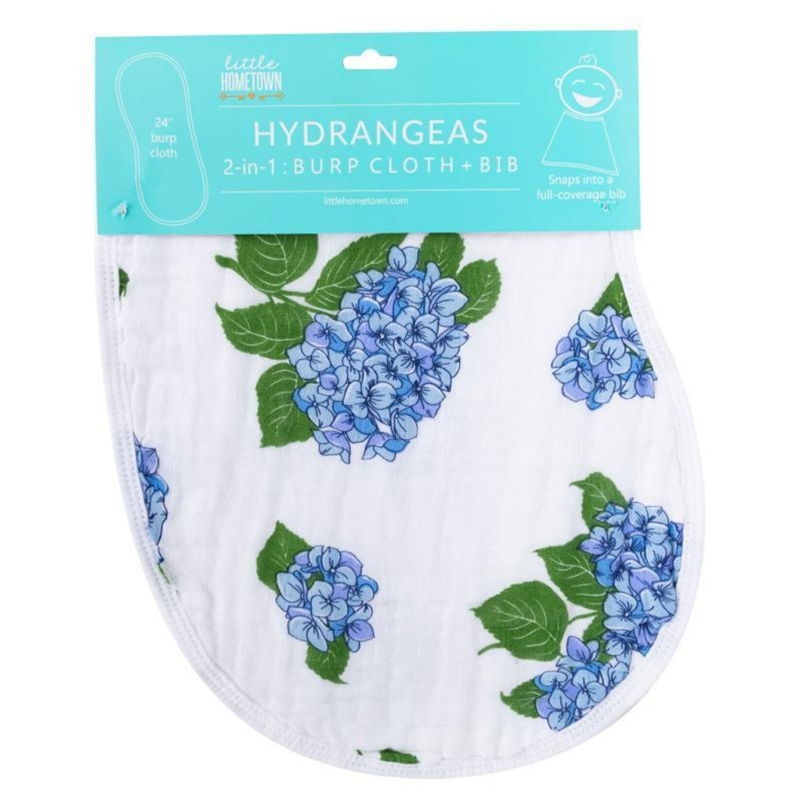 Little Hometown Baby Burp Cloth & Bib Combo: Hydrangeas