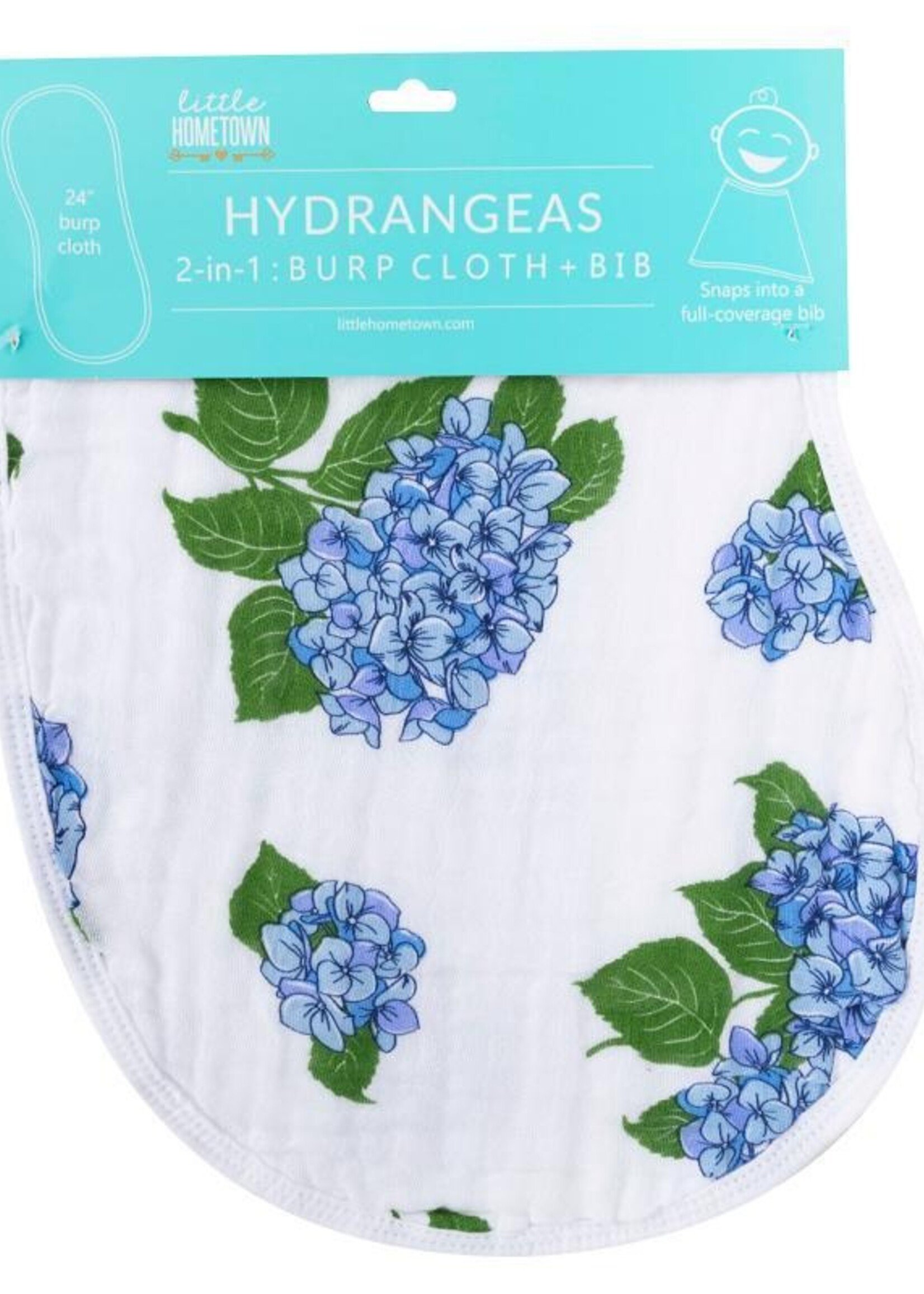 Little Hometown Baby Burp Cloth & Bib Combo: Hydrangeas