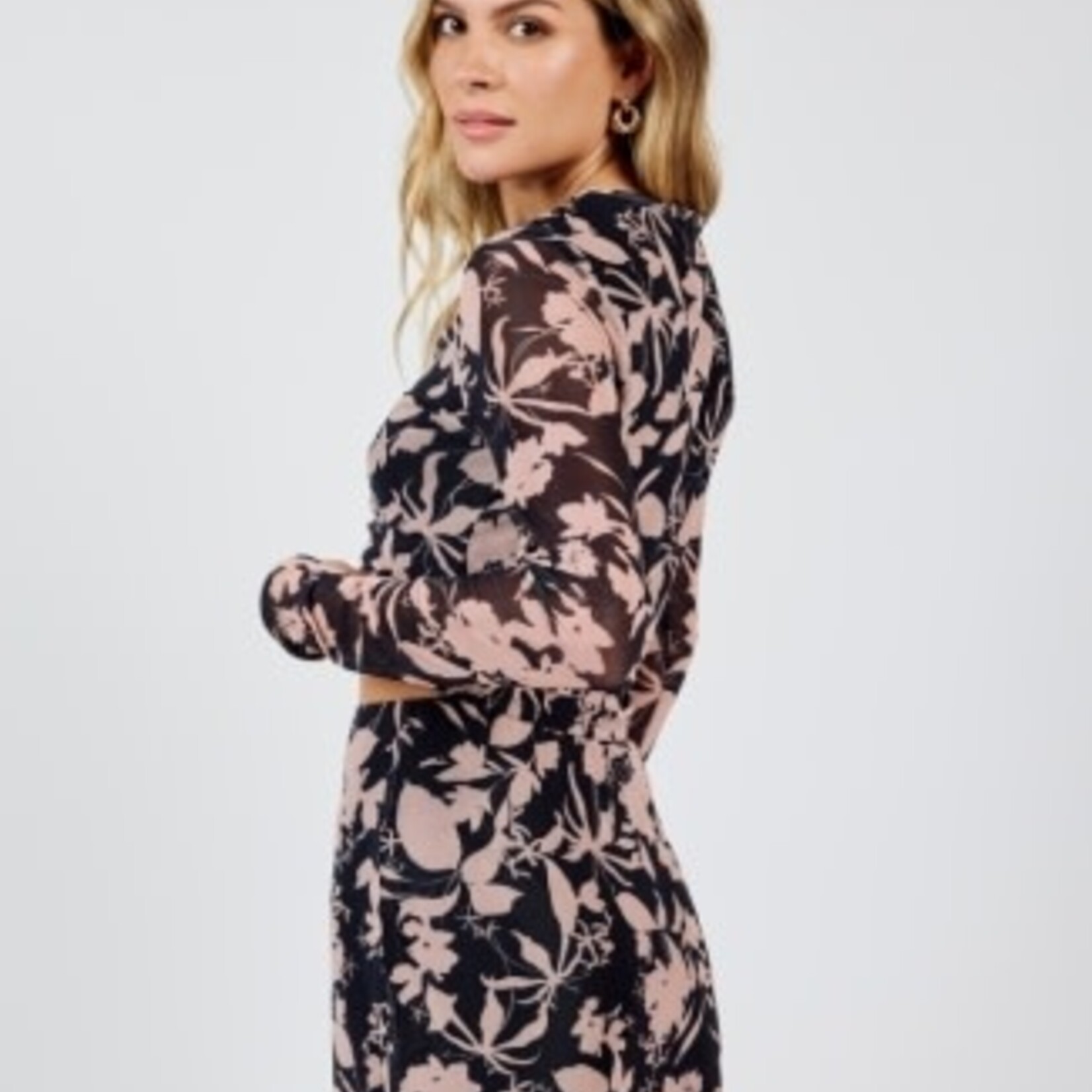 Sadie & Sage Rejuvenate Floral Mesh Long Sleeve Top