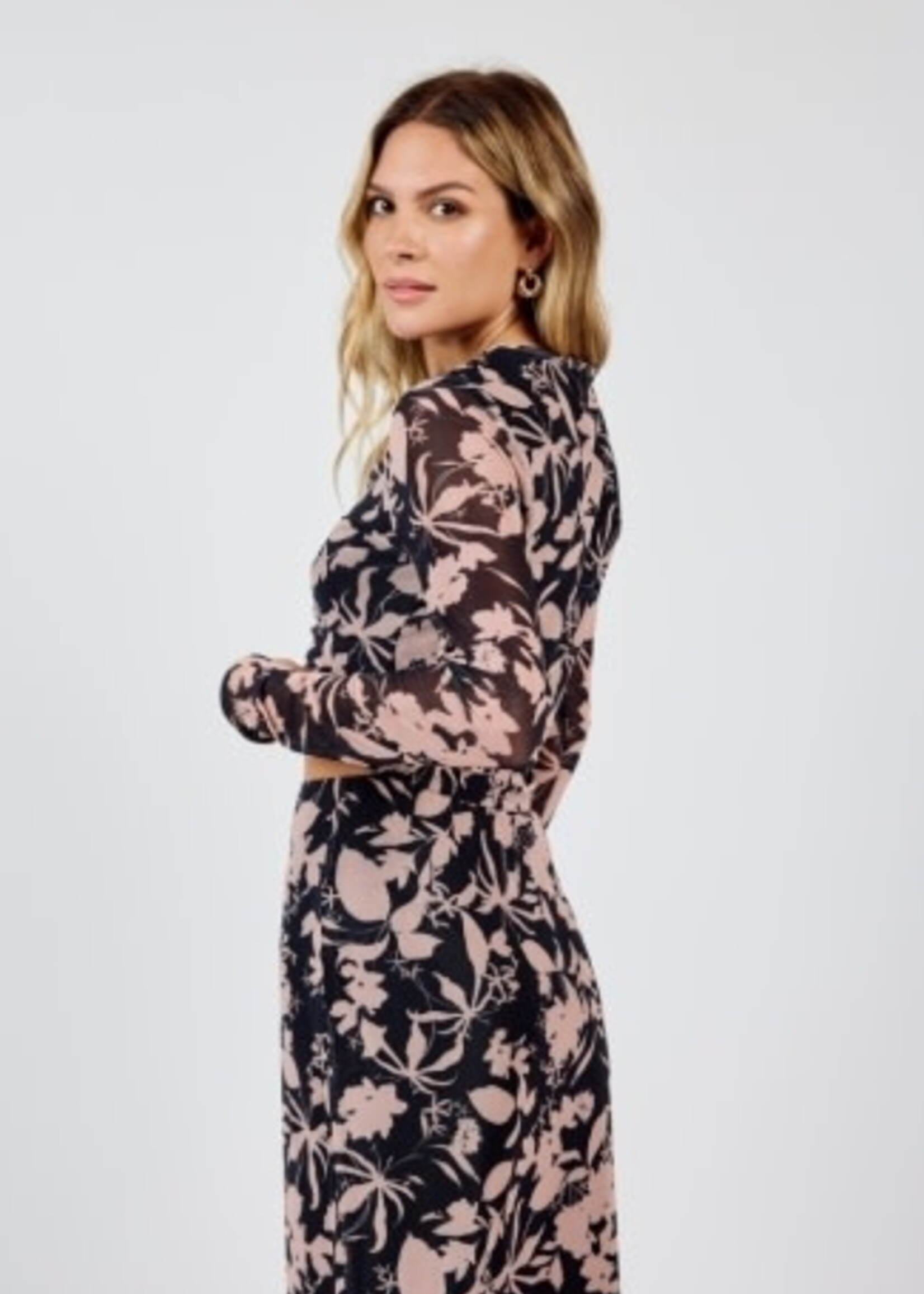 Sadie & Sage Rejuvenate Floral Mesh Long Sleeve Top