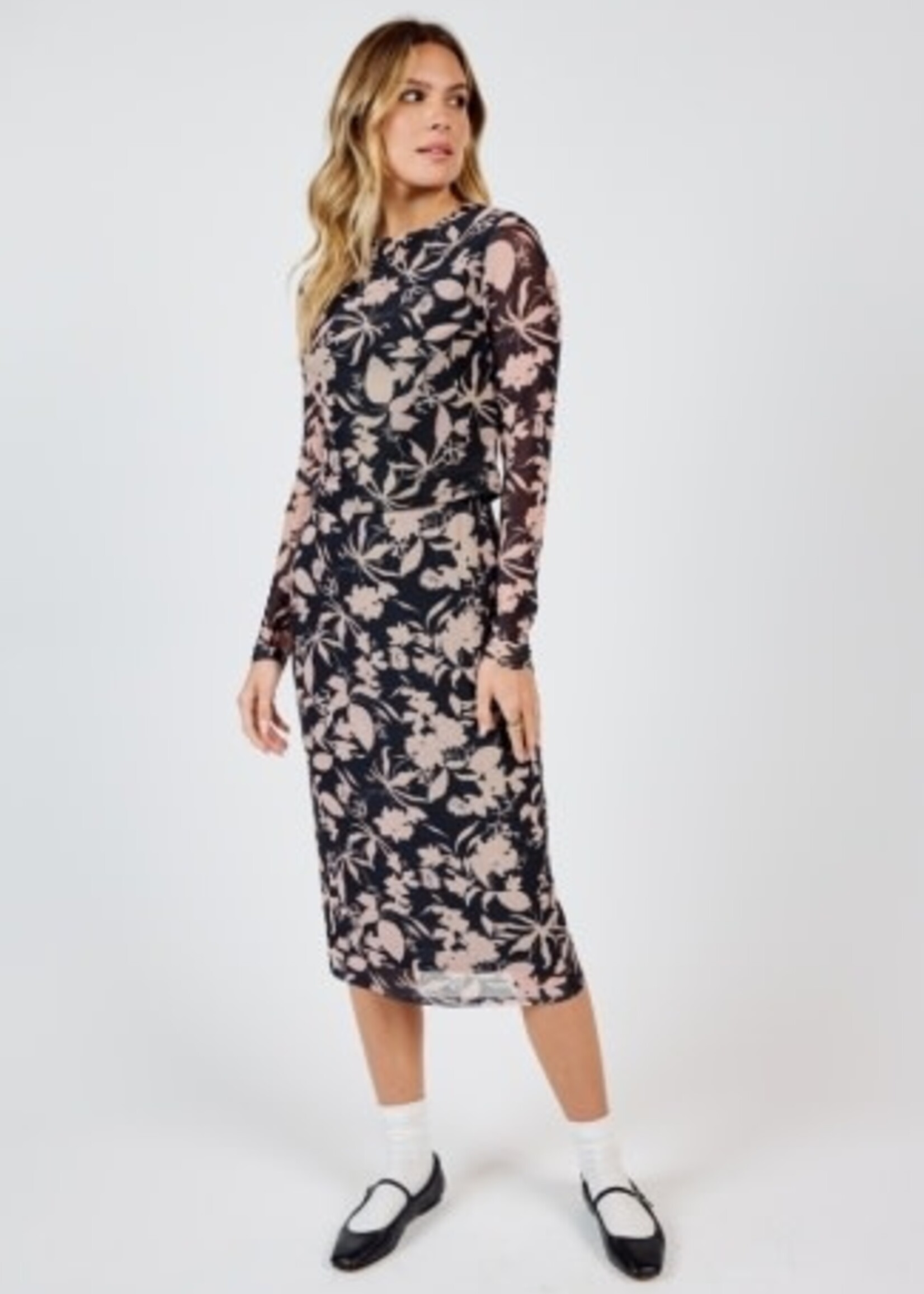 Sadie & Sage Rejuvenate Floral Mesh Long Sleeve Top