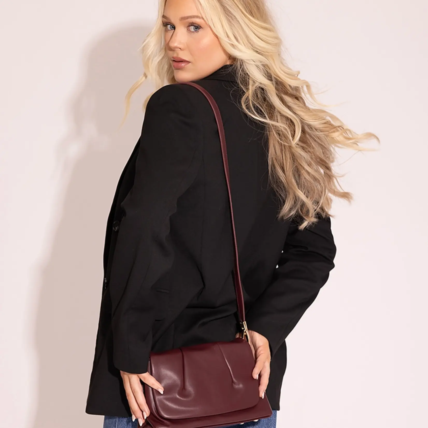 Dayton Pleated Flapover Crossbody Bag