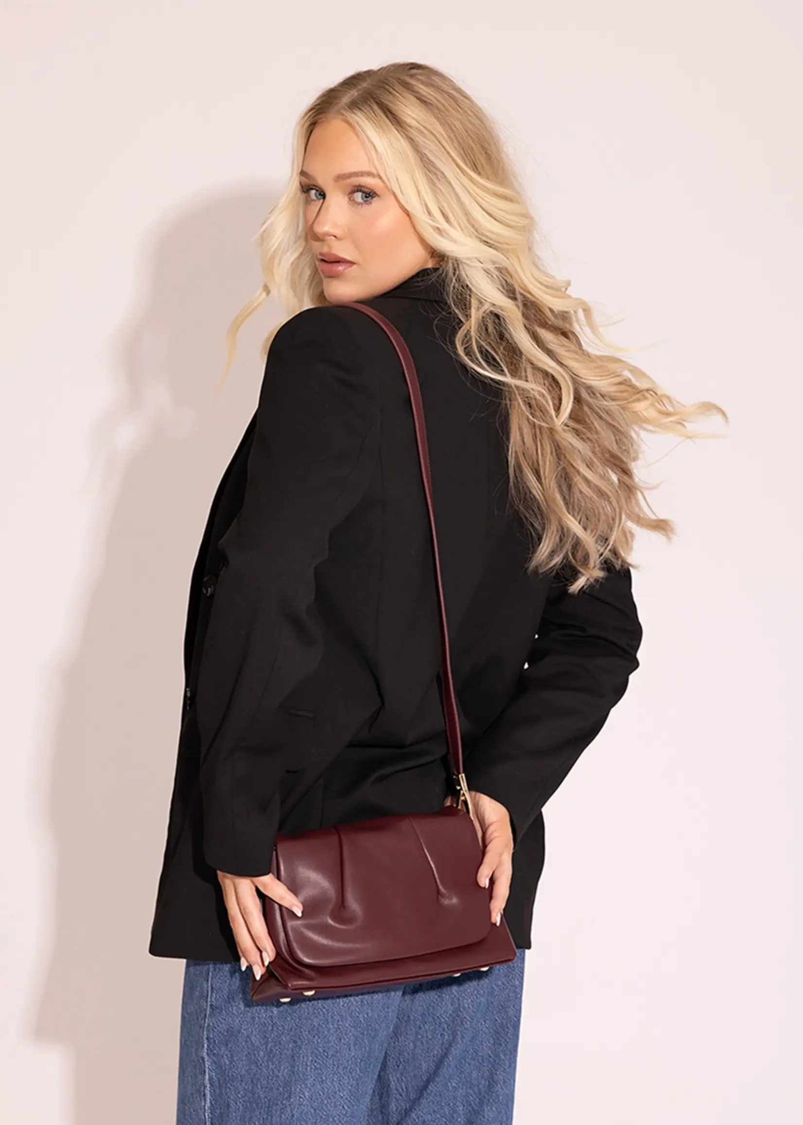 Dayton Pleated Flapover Crossbody Bag