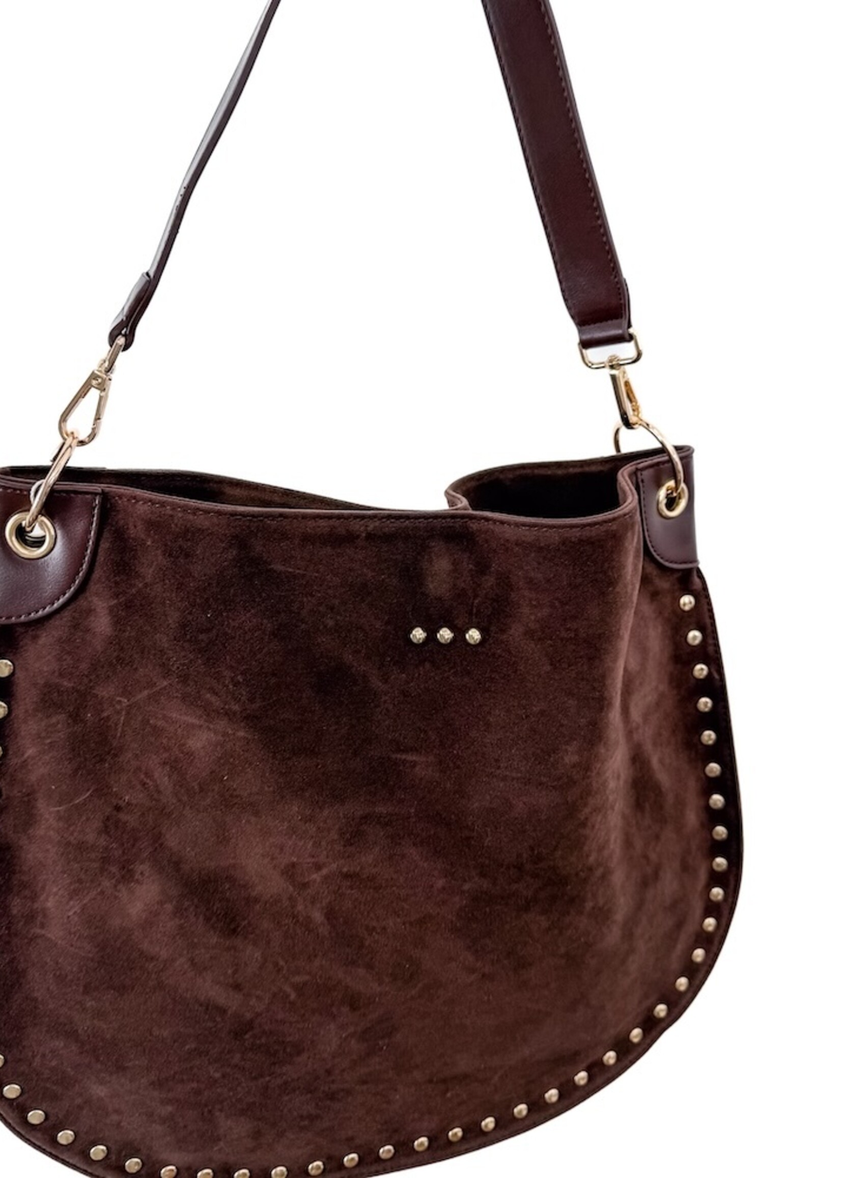 Pretty Simple Rosalie Rivet Suede Hobo Bag