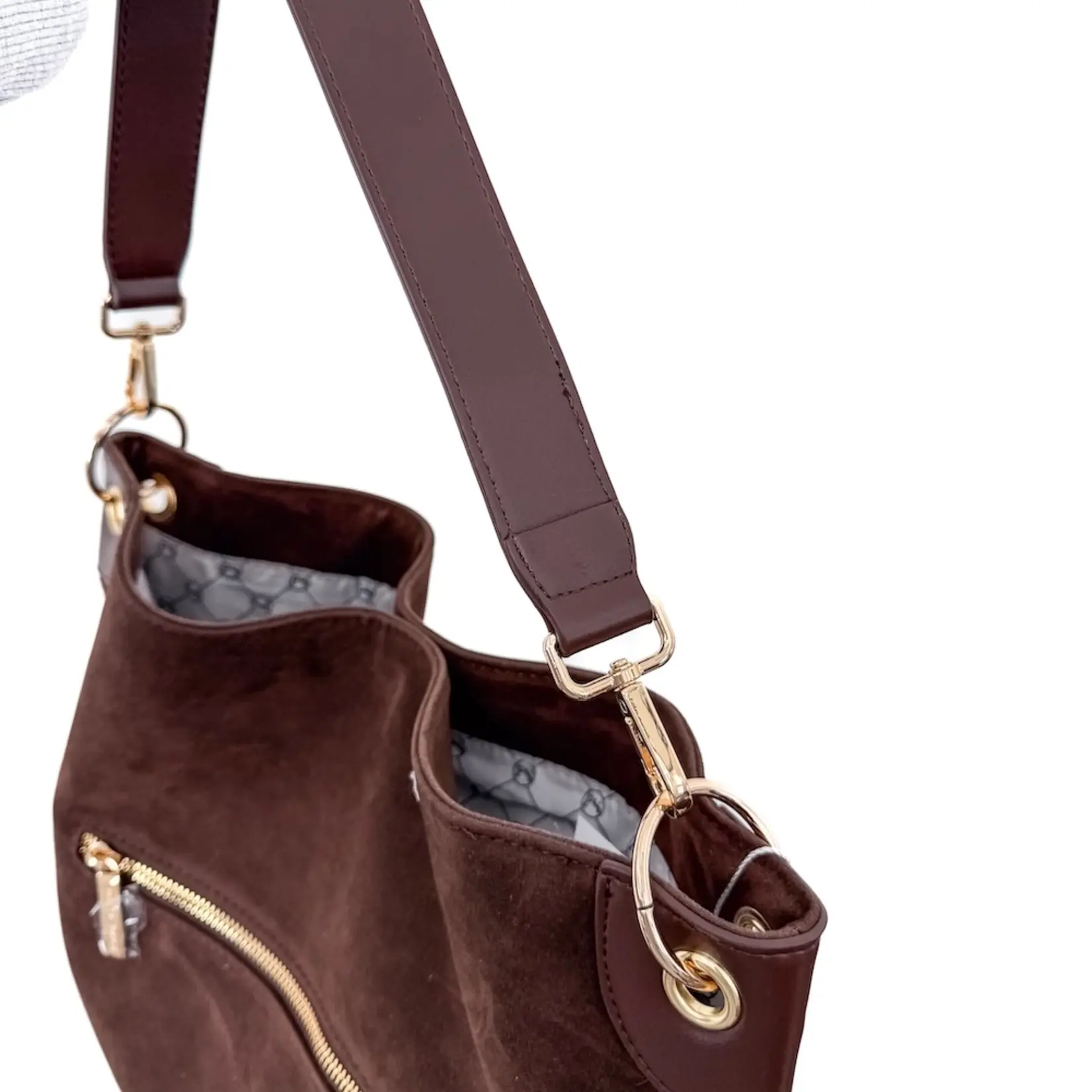 Pretty Simple Rosalie Rivet Suede Hobo Bag