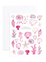 Grace Nautical Pink Shells Watercolor Birthday Card