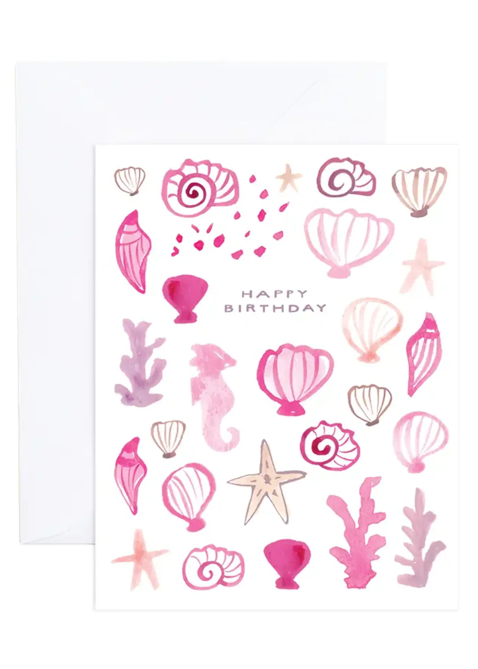 Grace Nautical Pink Shells Watercolor Birthday Card