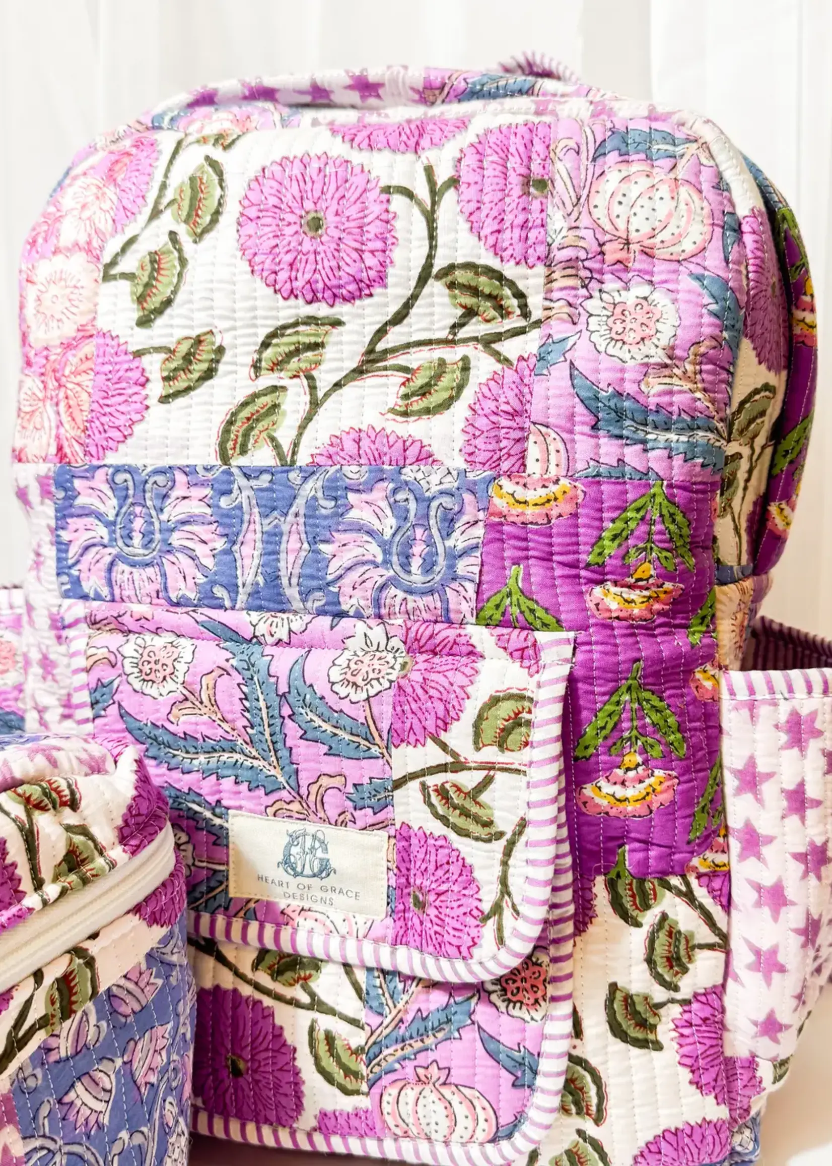 Starlit Blooms Patchwork Quilted Backpack