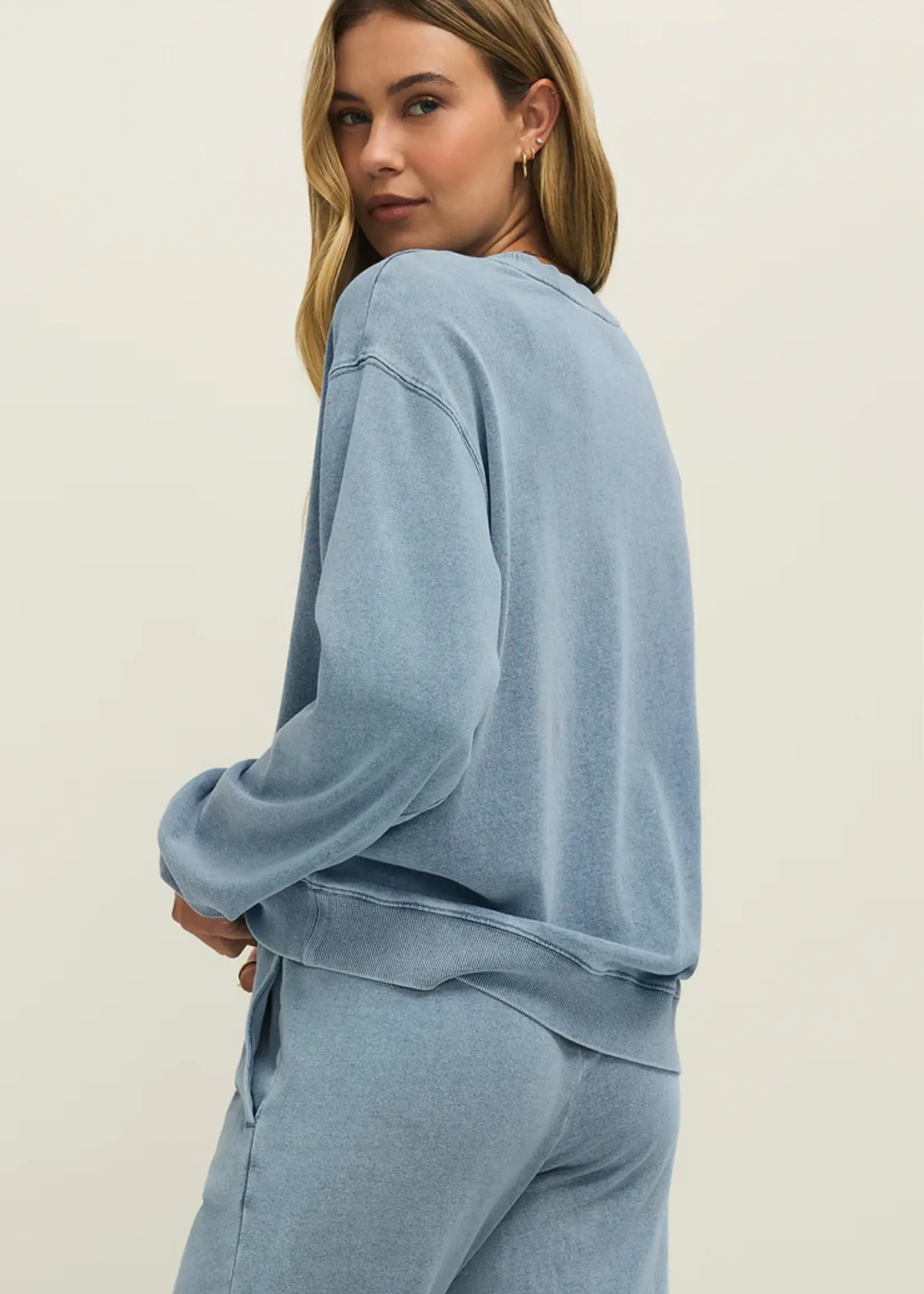 Z Supply Boyfriend Denim Sweatshirt