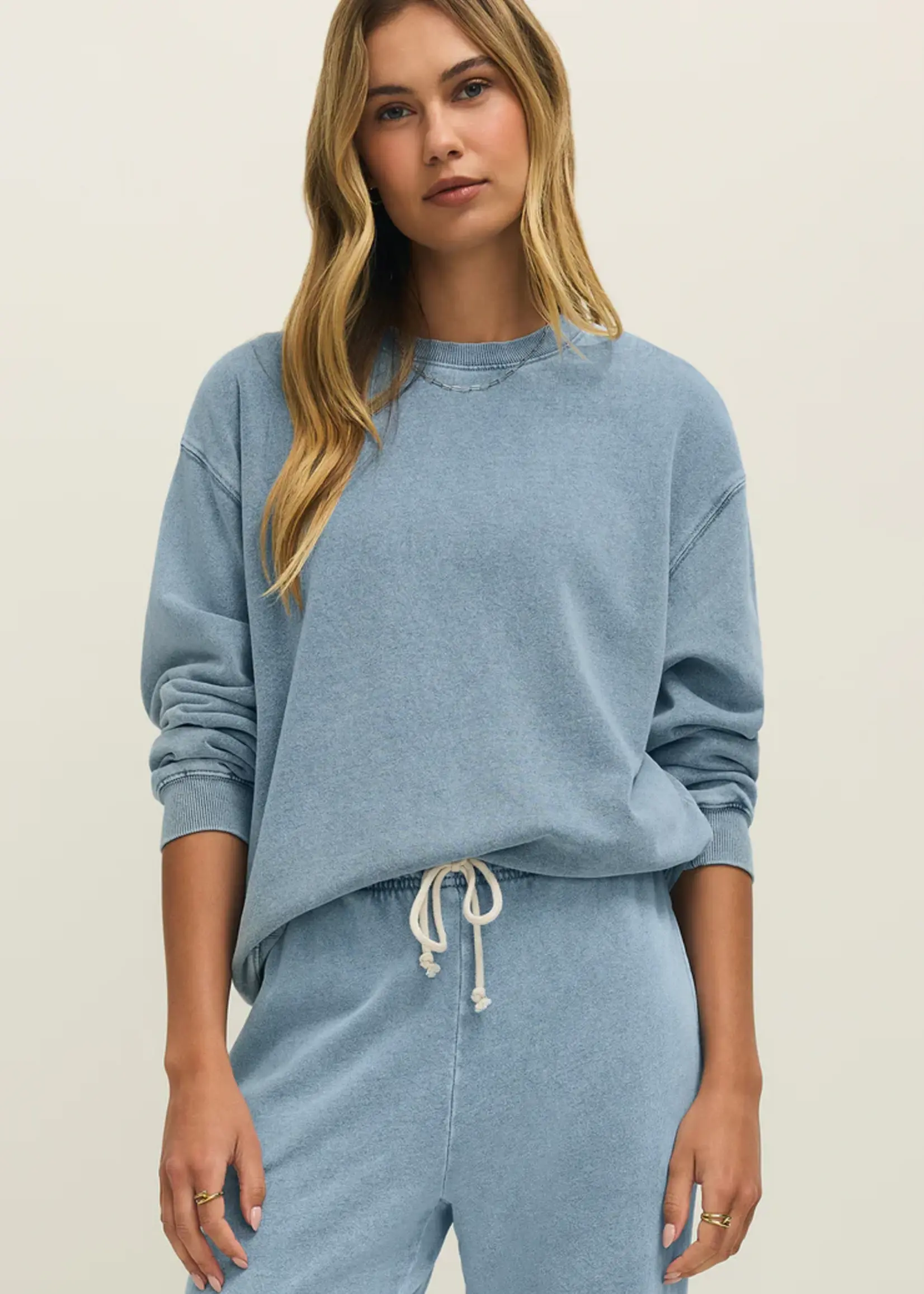 Z Supply Boyfriend Denim Sweatshirt
