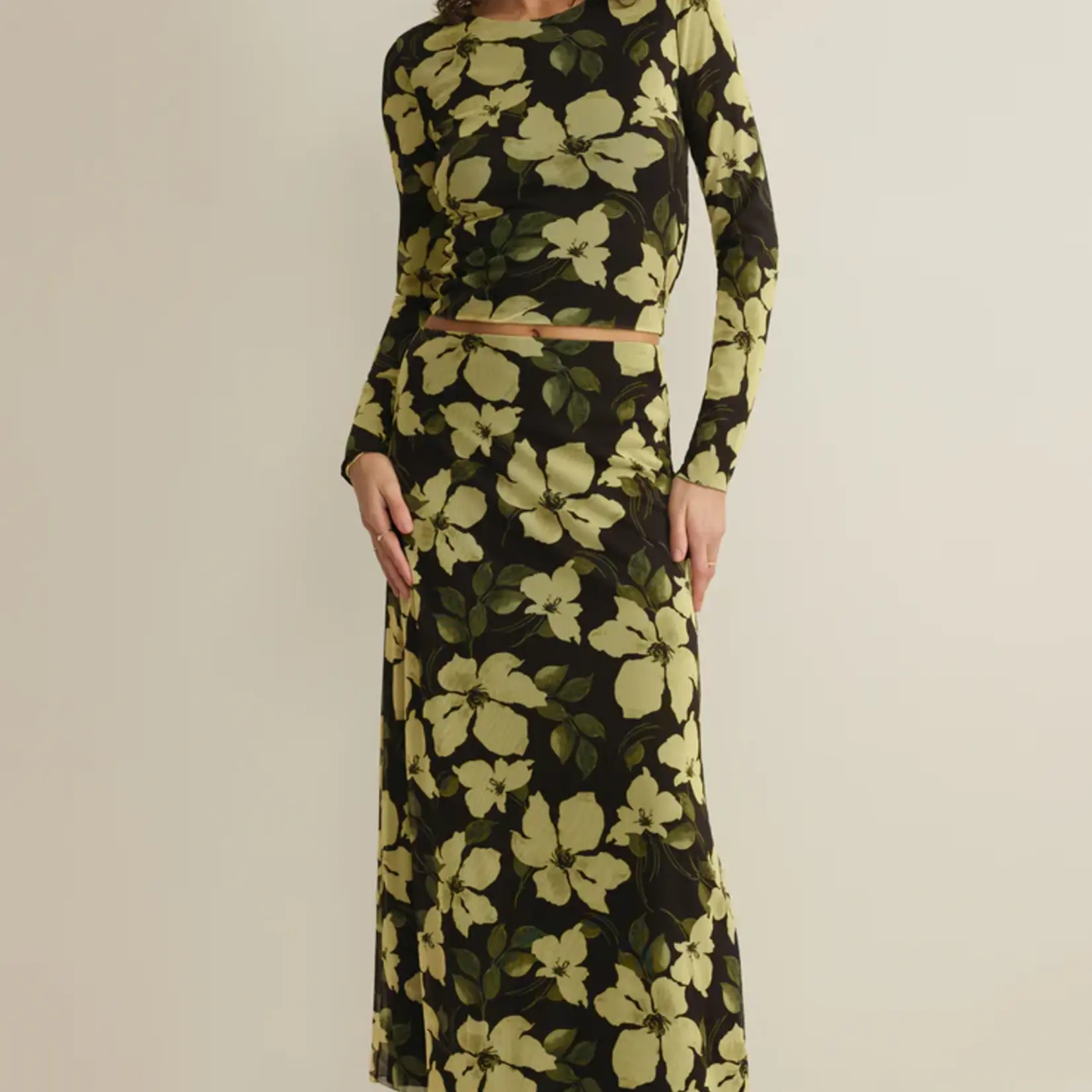 Z Supply Eda Ren Floral Mesh Midi Skirt