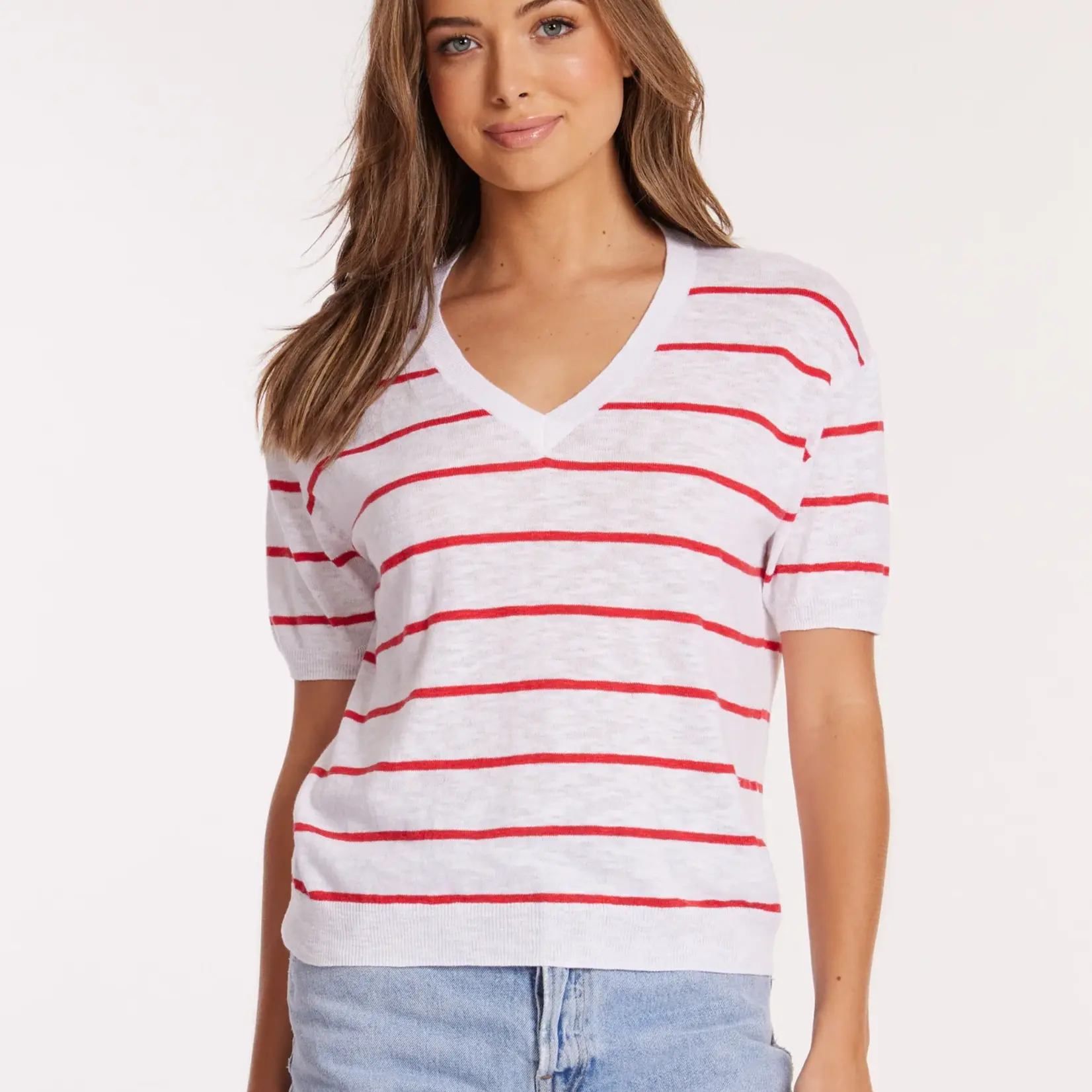 Mododoc Stripe V/Neck Sweater