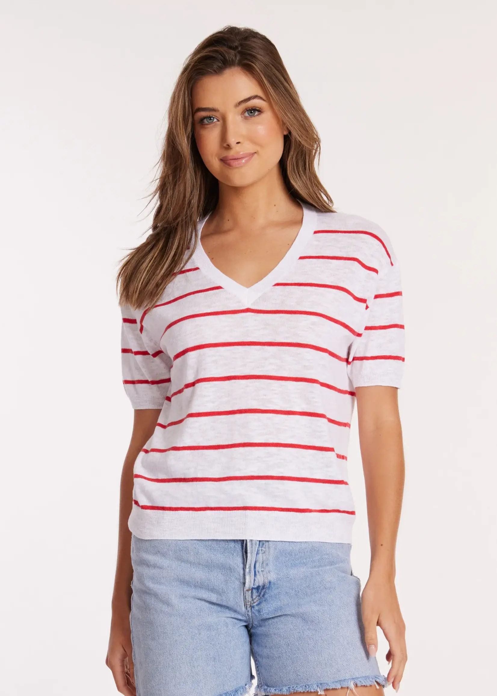 Mododoc Stripe V/Neck Sweater