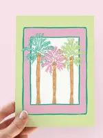 Trio of Colorful Palm Trees Beach Coastal Greeting Card