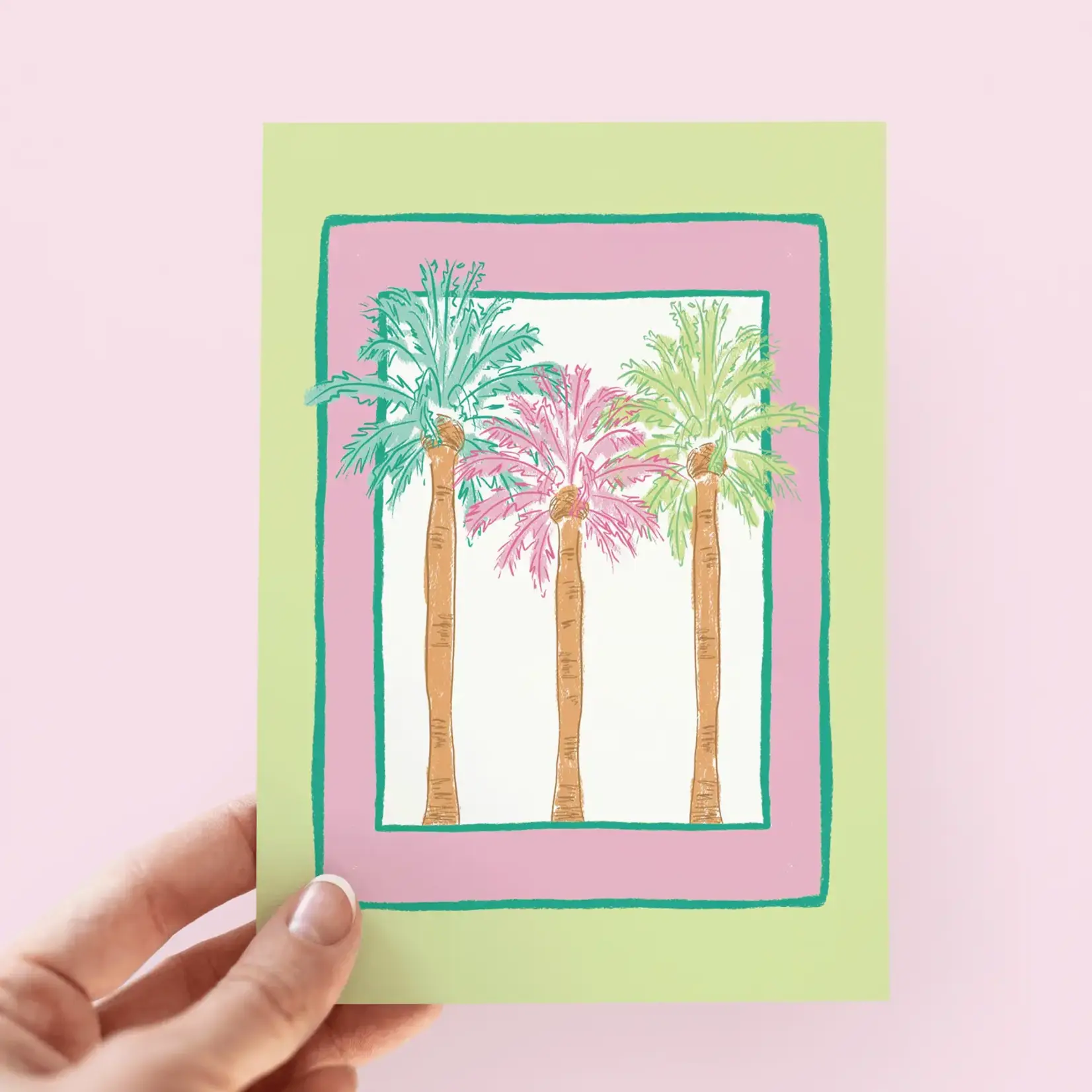 Trio of Colorful Palm Trees Beach Coastal Greeting Card